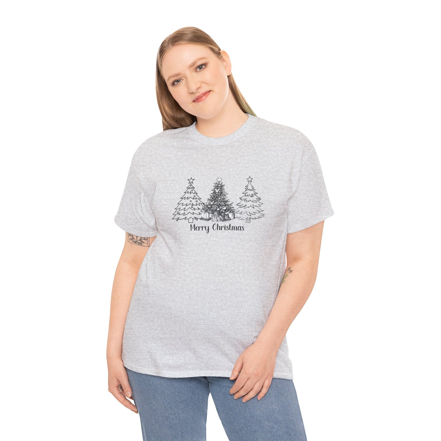 Merry Christmas, Trees - Unisex Heavy Cotton Tee - 10112