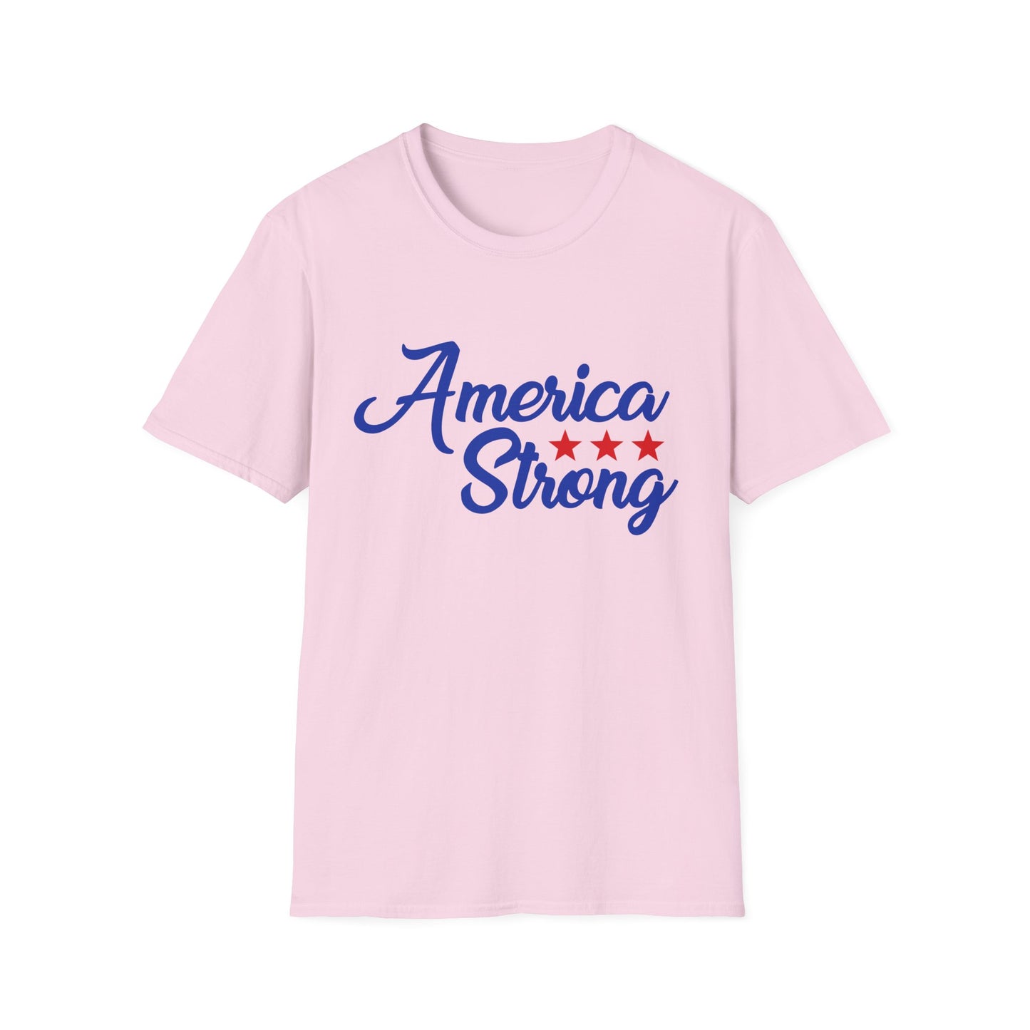 America Strong Unisex Softstyle T-Shirt - Patriotic Tee for BBQs, Memorial Day, 4th of July, Gift for Him/Her, Casual Wear - 13694
