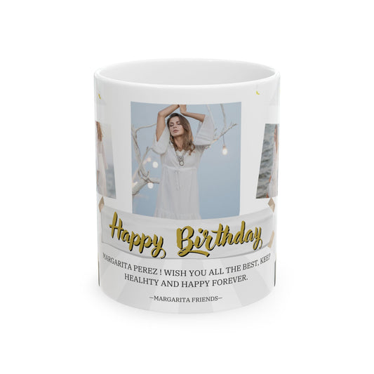 Happy Birthday Ceramic Mug - Personalized Gift for Friends, Family, Coffee Lovers, Celebrations - 13986
