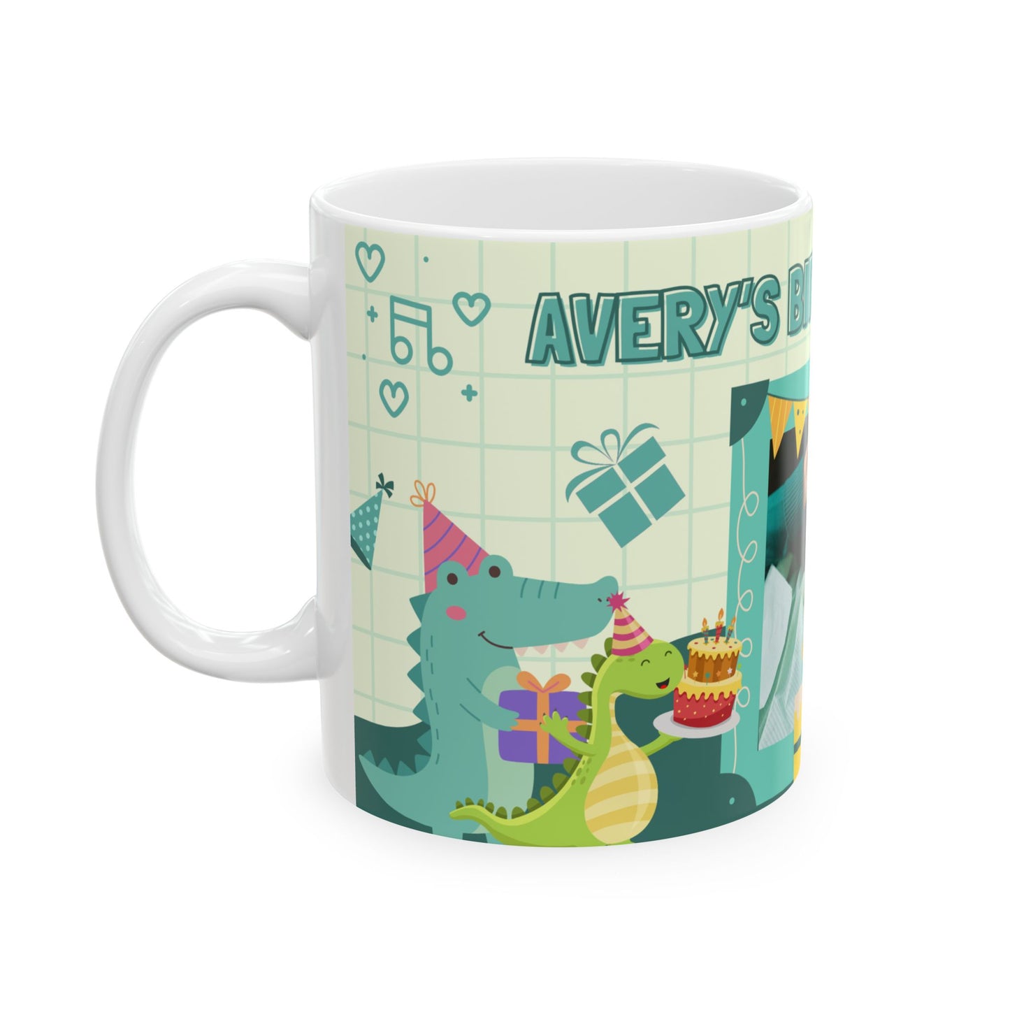 Birthday Party Dino Mug, Fun Kids Mug, Celebration Drinkware, Dinosaur Gift, Party-Themed Ceramic - 14000