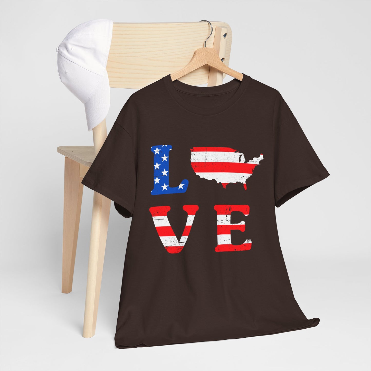 Patriotic Love Tee | Unisex Heavy Cotton T-Shirt, USA Love Shirt, 4th of July Gift, Casual Wear, Independence Day Apparel - 13696