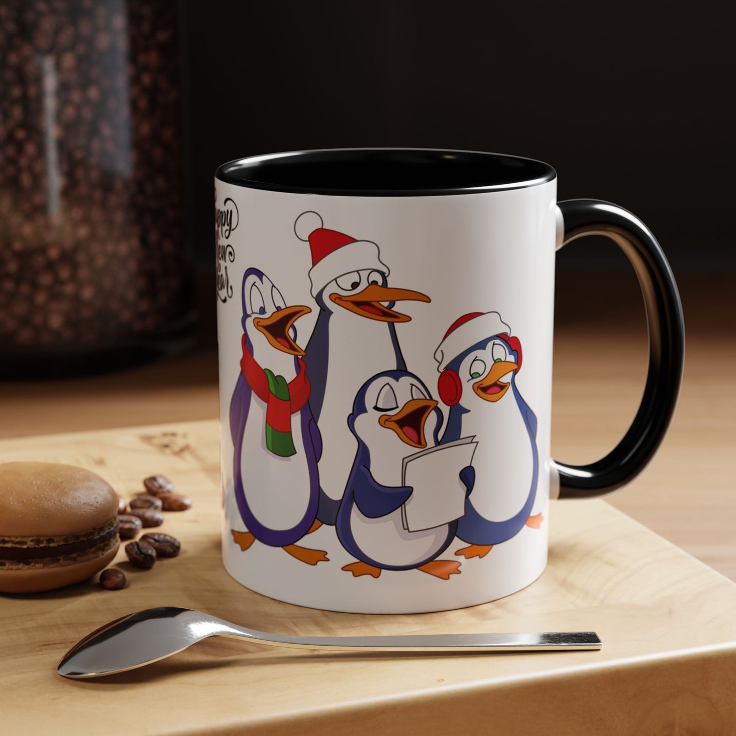 Penguins, Happy New Year - Accent Coffee Mug (11, 15oz) - 10291