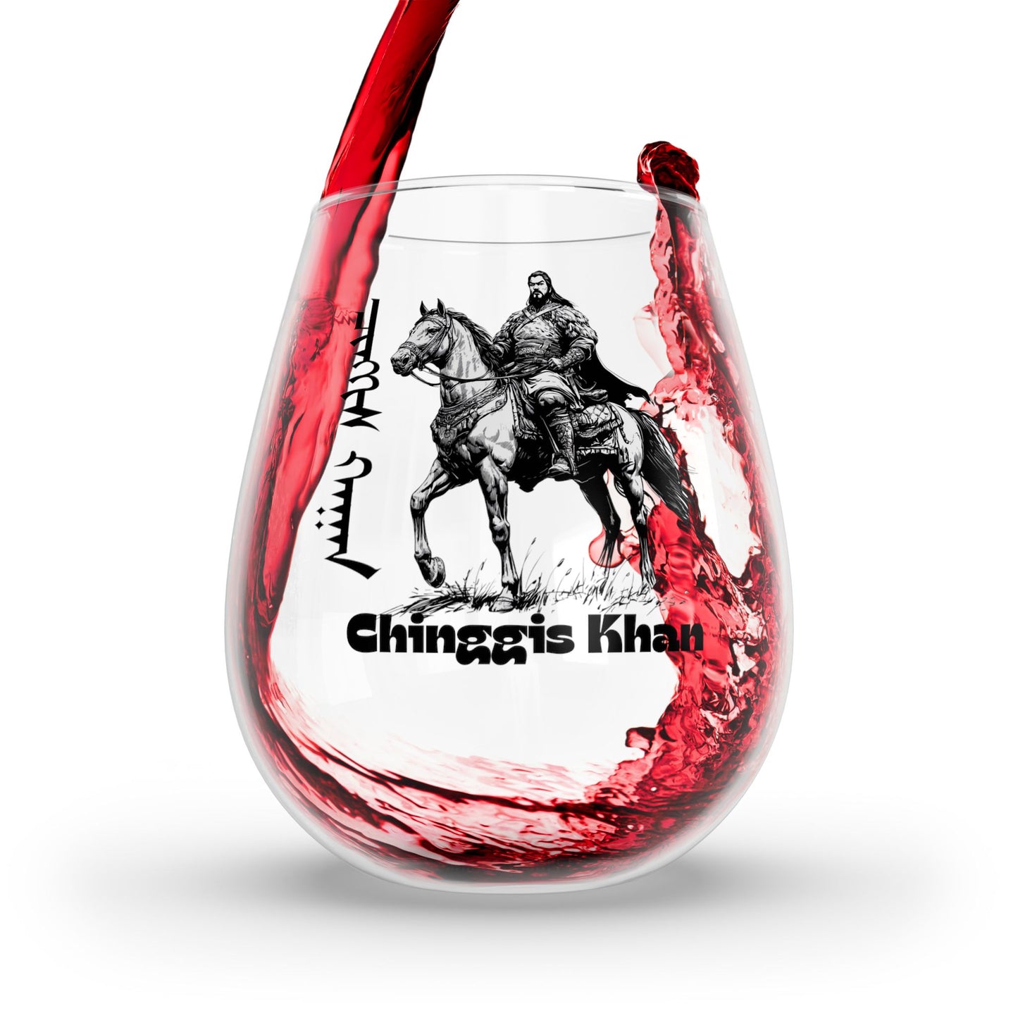 Mongolia: Chinggis Khan - Stemless Wine Glass, 11.75oz