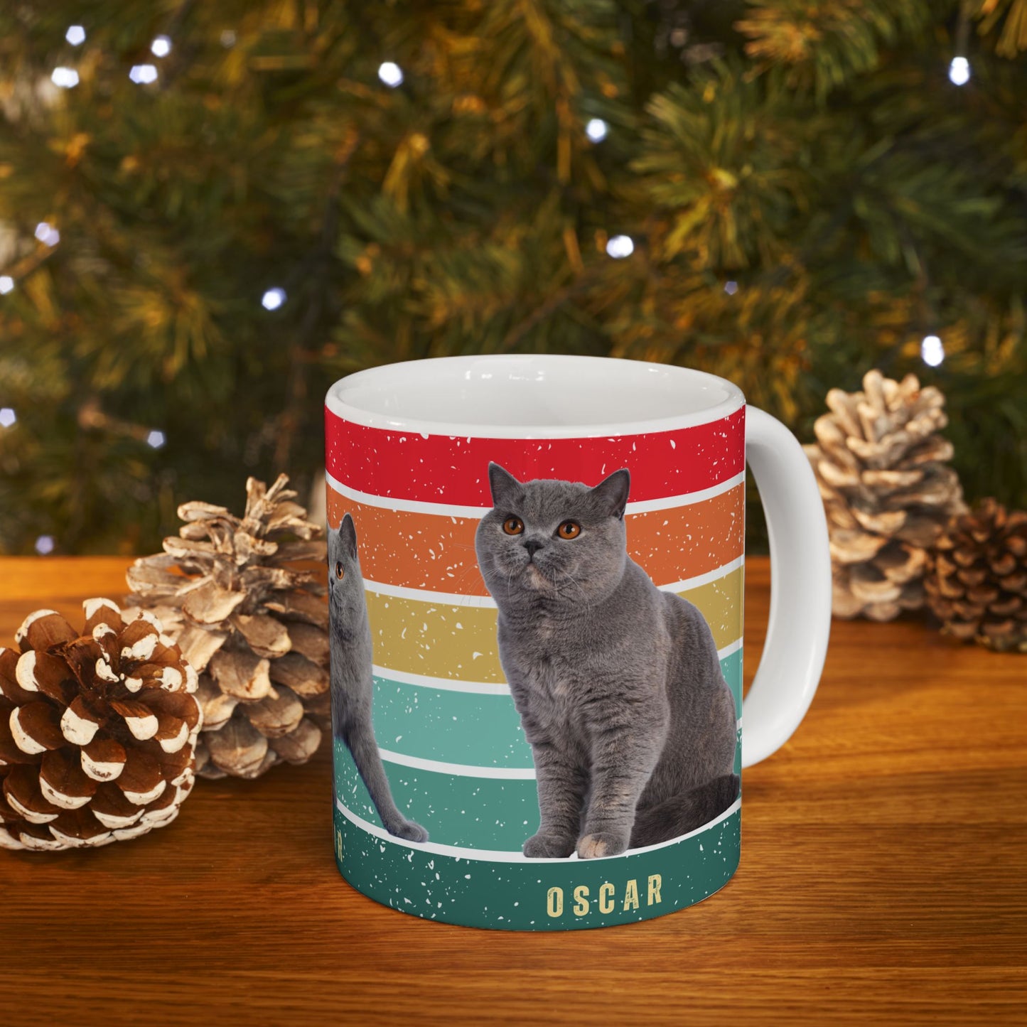 Oscar, Cat, Customizable - Ceramic Mug, (11oz, 15oz) - 10257