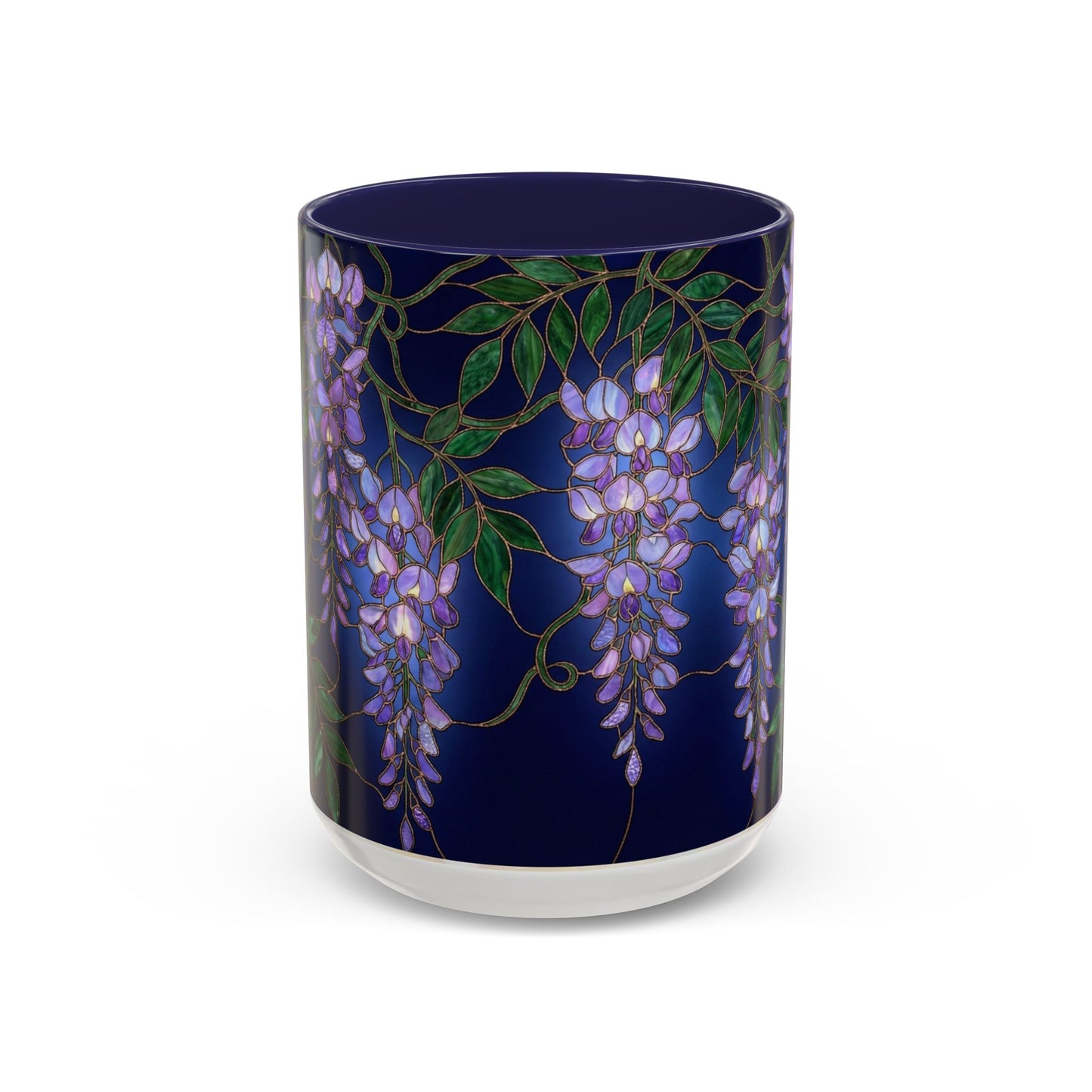 Wisteria Bloom Accent Coffee Mug — Stained Glass Design 11/15oz - 14589