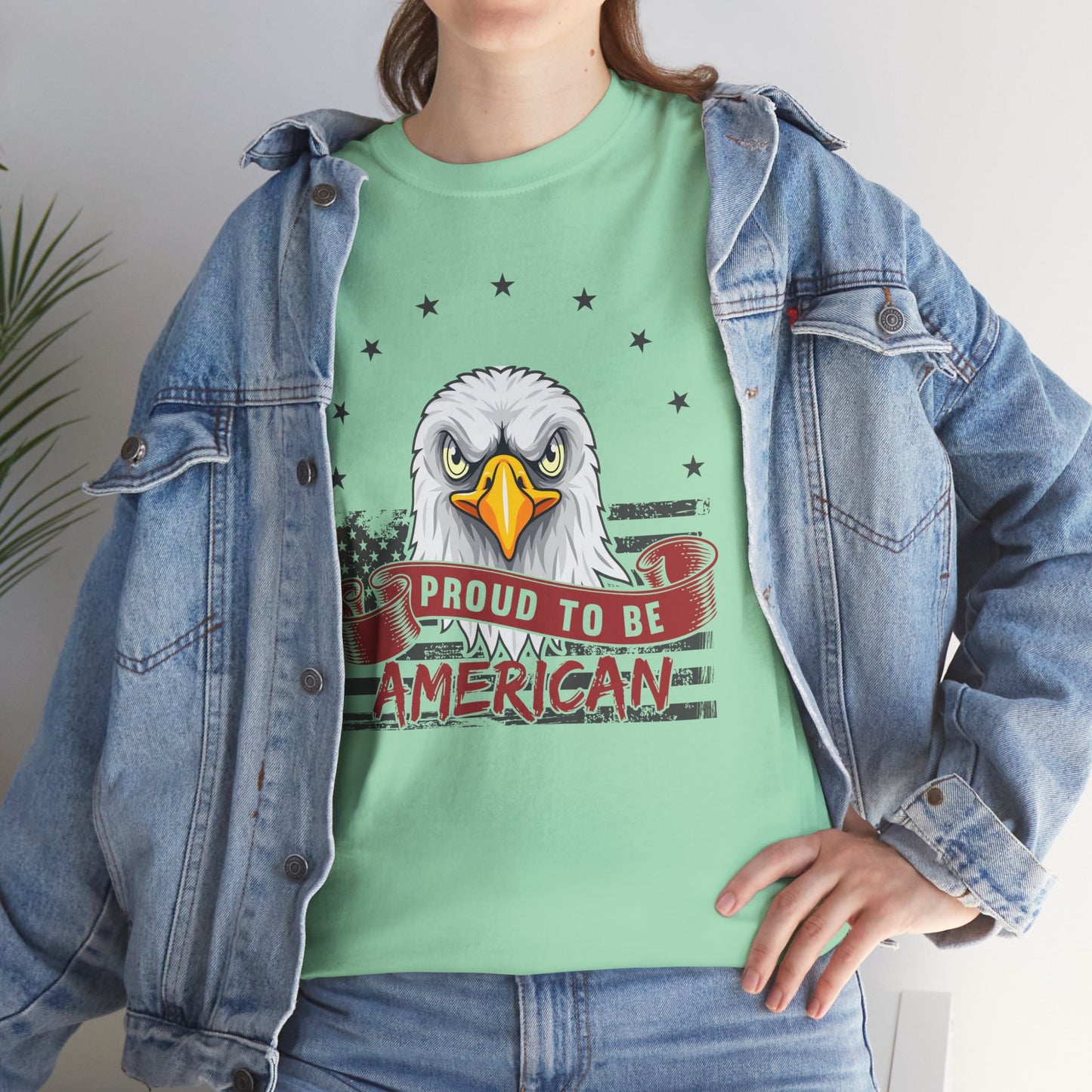 Proud to Be American Tee, Patriotic T-Shirt, USA Pride Shirt, Eagle Graphic Tee, Independence Day Gift, 4th of July Apparel - 13785