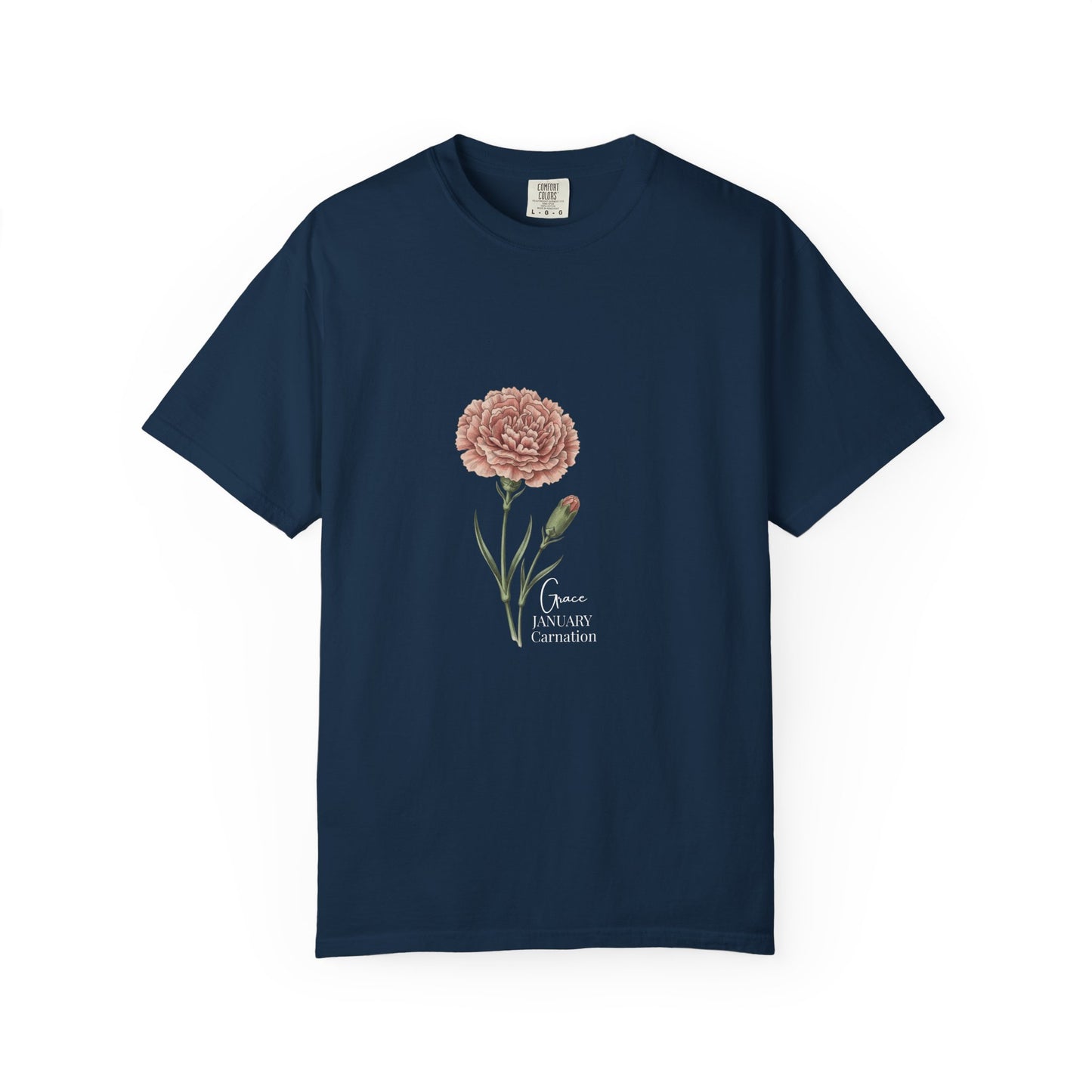 January Carnation Birth Flower T-Shirt – Customizable - 14672