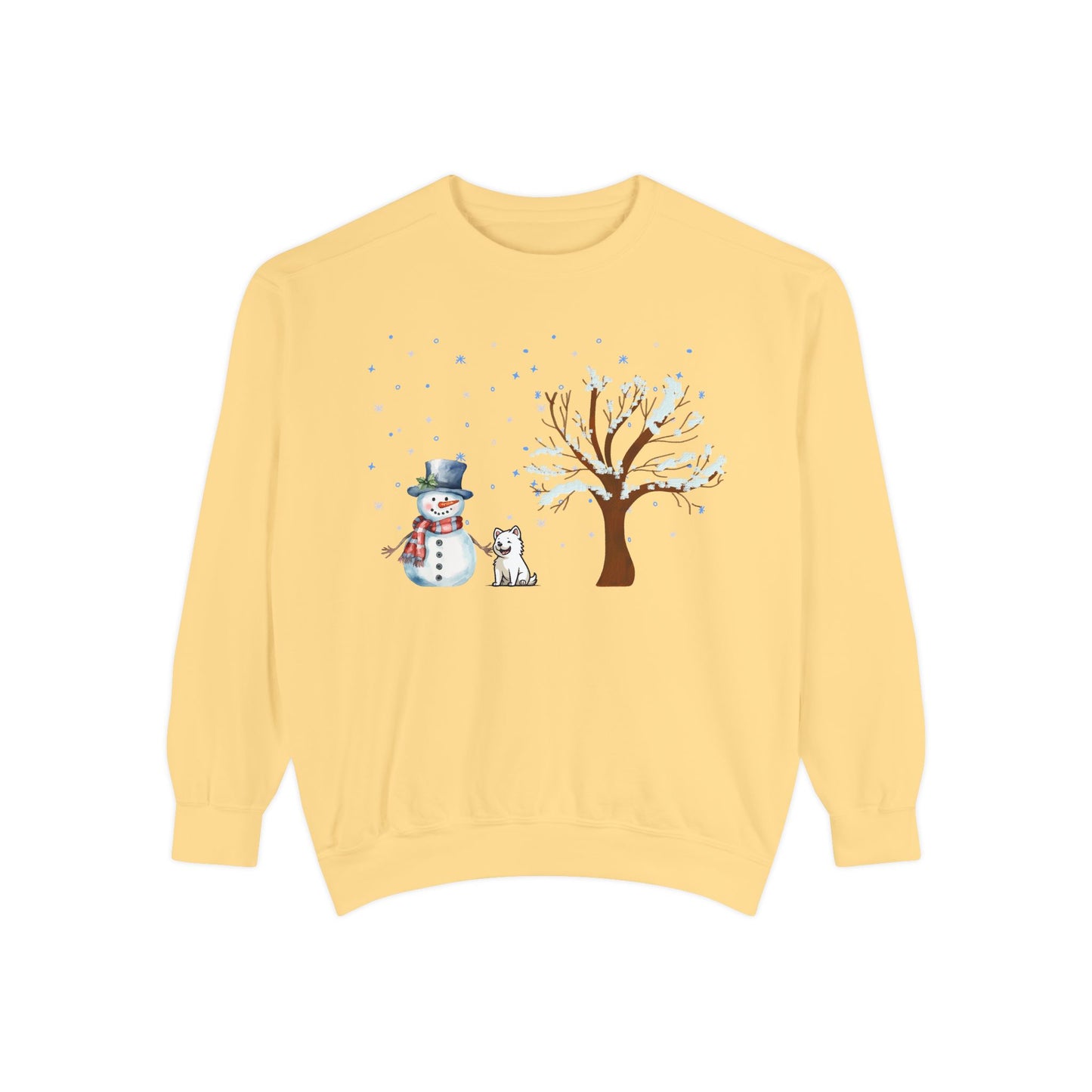 Snowman With A Puppy - Unisex Garment-Dyed Sweatshirt