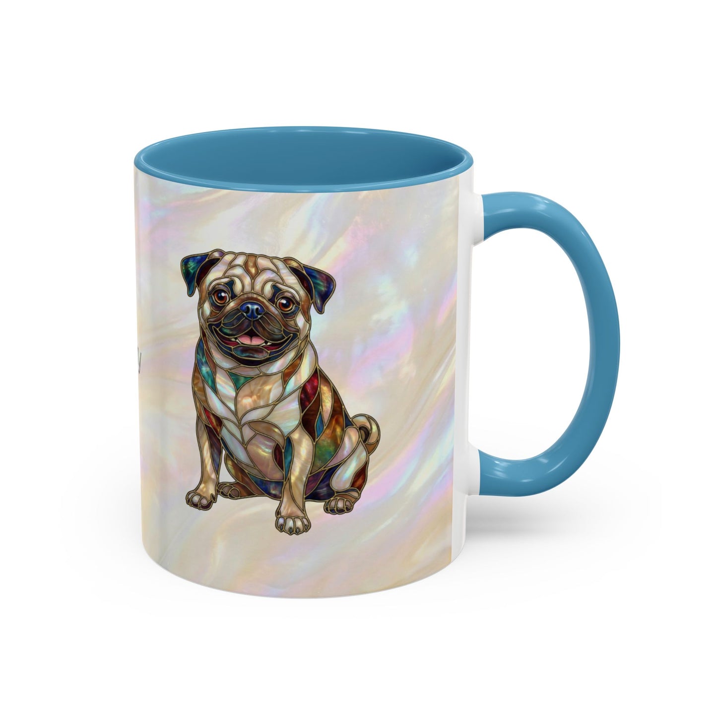 Personalized Pug Accent Coffee Mug –  Stained Glass Design (11/15oz) - 14547