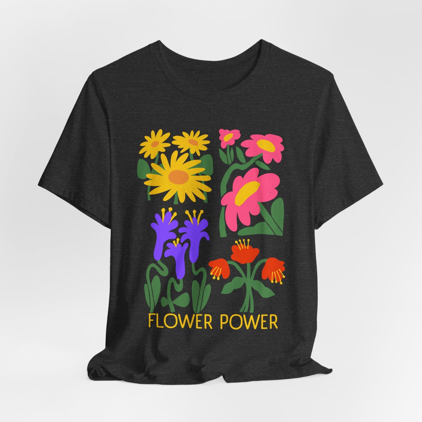 Flower Power T-Shirt — Retro Colorful Floral Graphic Tee - 14964