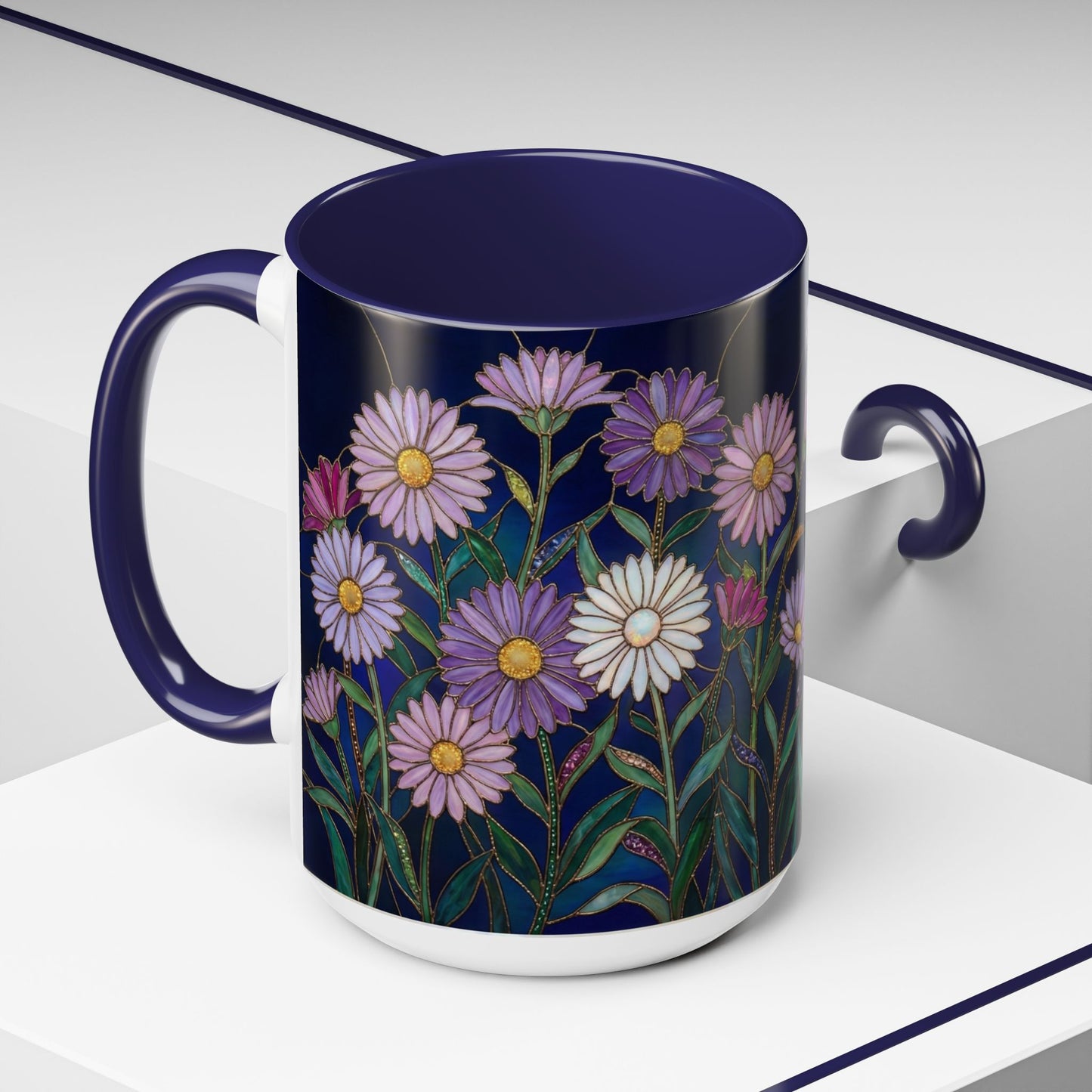 Aster Flower Coffee Mug — Stained Glass Design 11/15oz - 14553