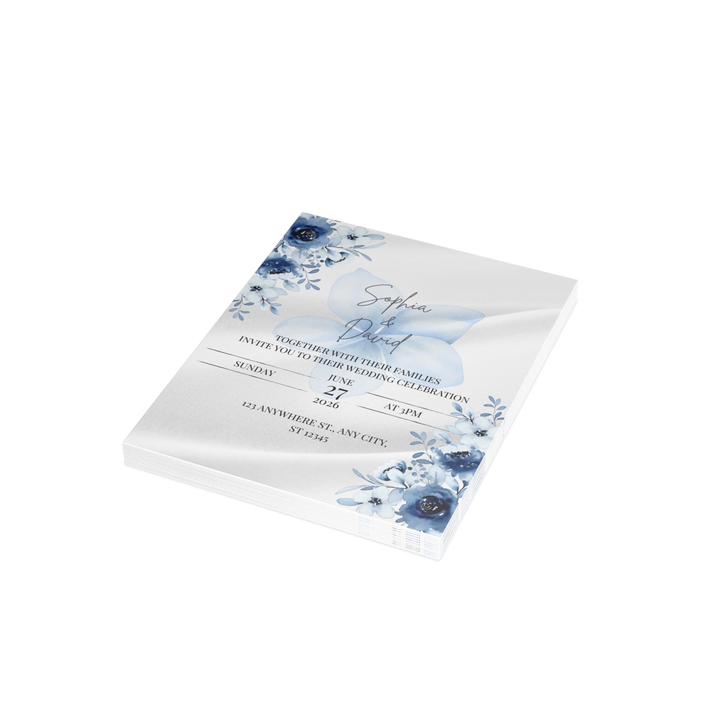 Custom Wedding Invitation with Flowers (envelopes included) - 14666