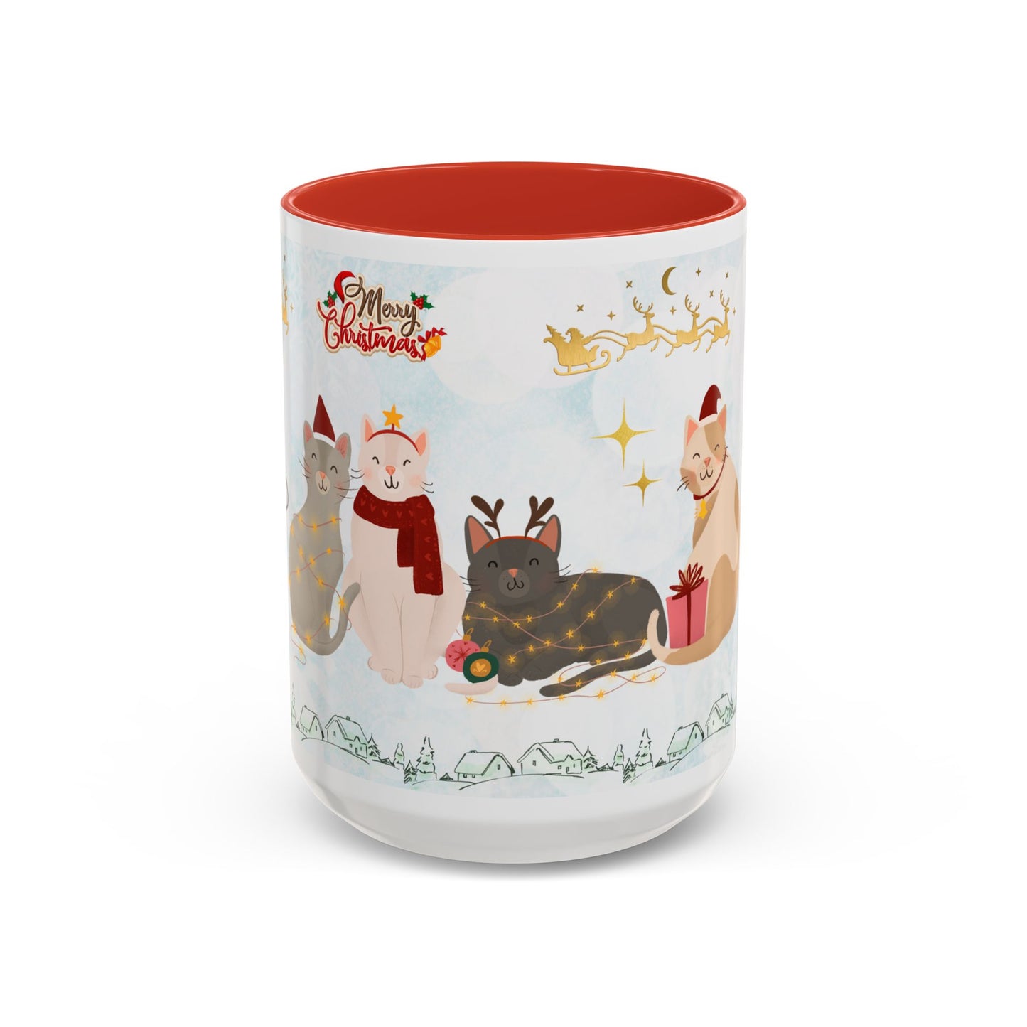 Merry Christmas, Cats - Accent Coffee Mug (11, 15oz)