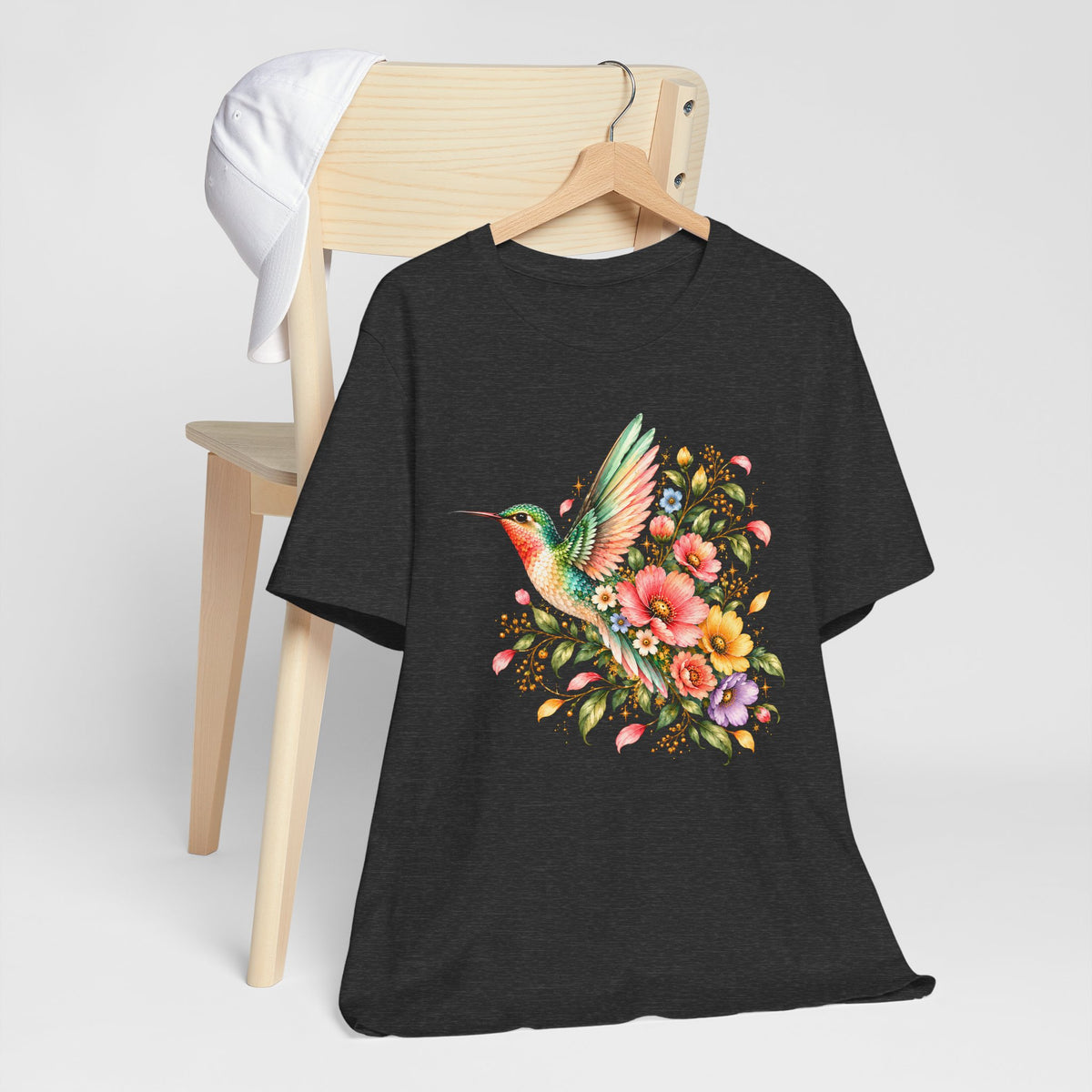 Colorful Hummingbird Floral T-Shirt, Nature Lover Tee - 14516