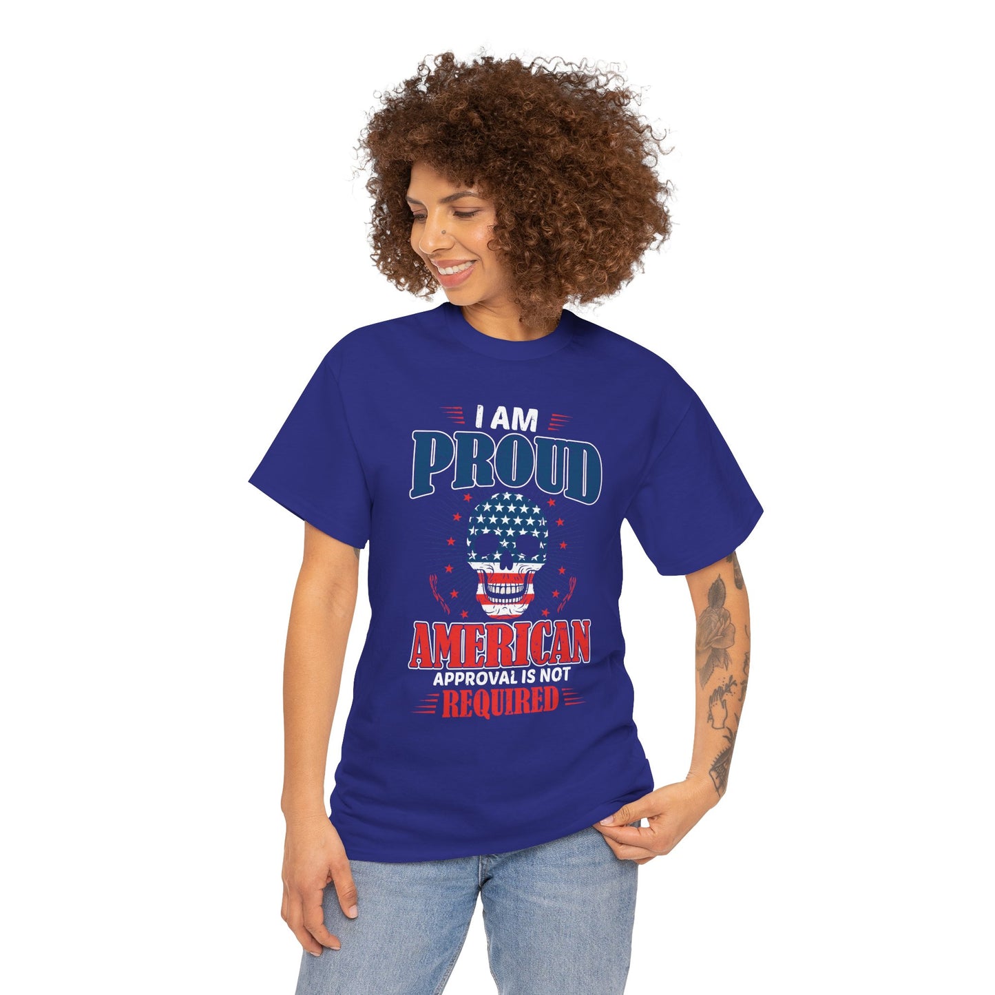 "I'm a Proud American" Unisex Heavy Cotton Tee, Patriotic Shirt, Independence Day Apparel, Casual Wear, Gift for Veterans - 13637