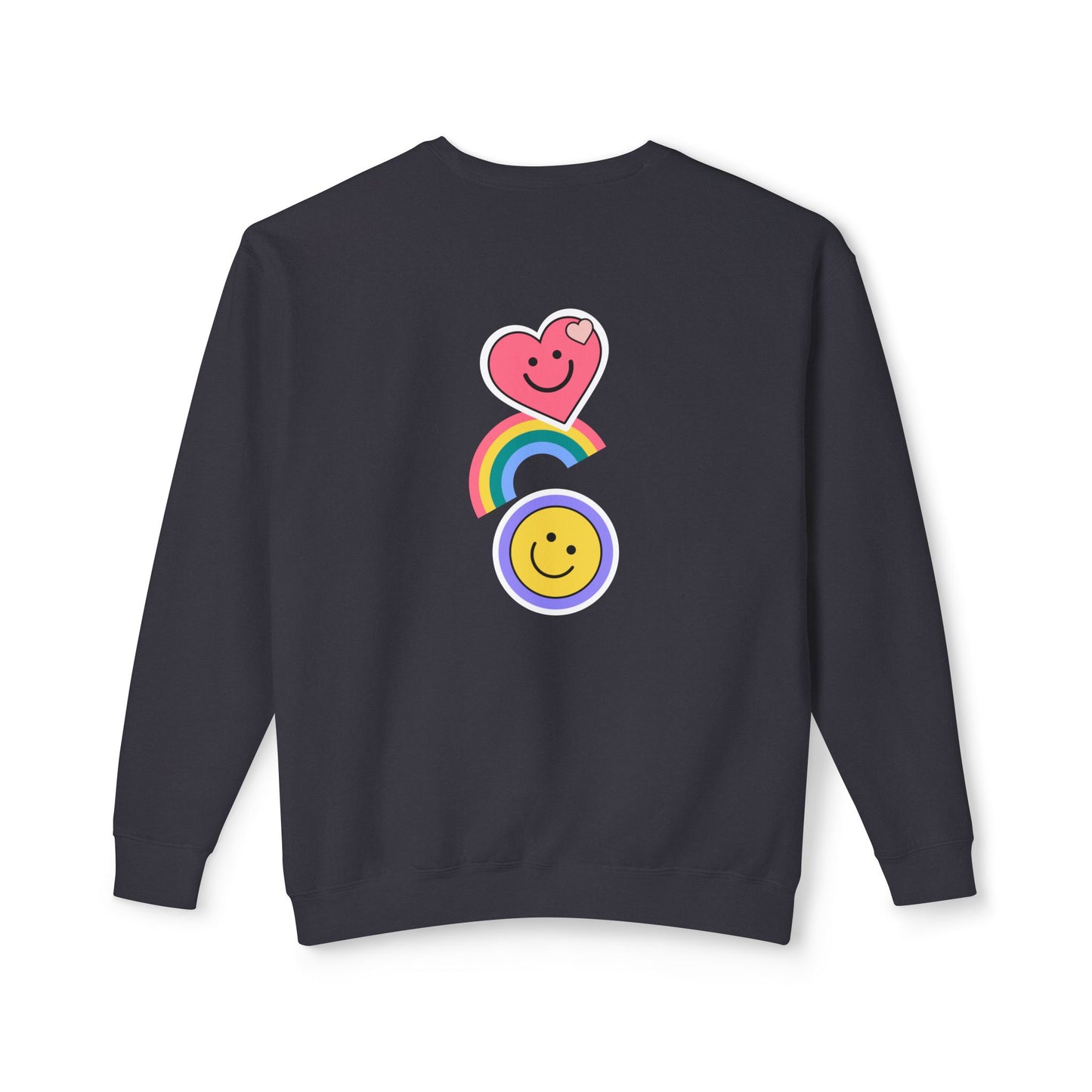 Flowers, Heart, Rainbow, Happy Face - Unisex Lightweight Crewneck Sweatshirt - 11485