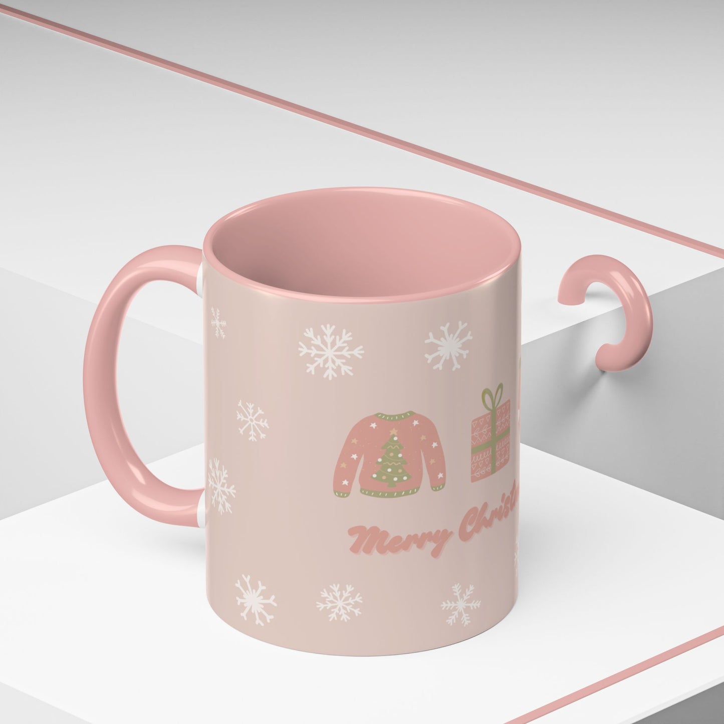 Merry Christmas Olivia, Name Customizable - Accent Coffee Mug (11, 15oz) - 11095