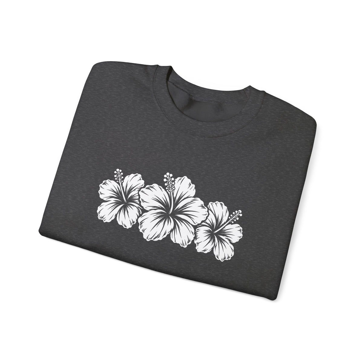 Hibiscus Floral Crewneck Sweatshirt,  Tropical Flower Graphic - 14996