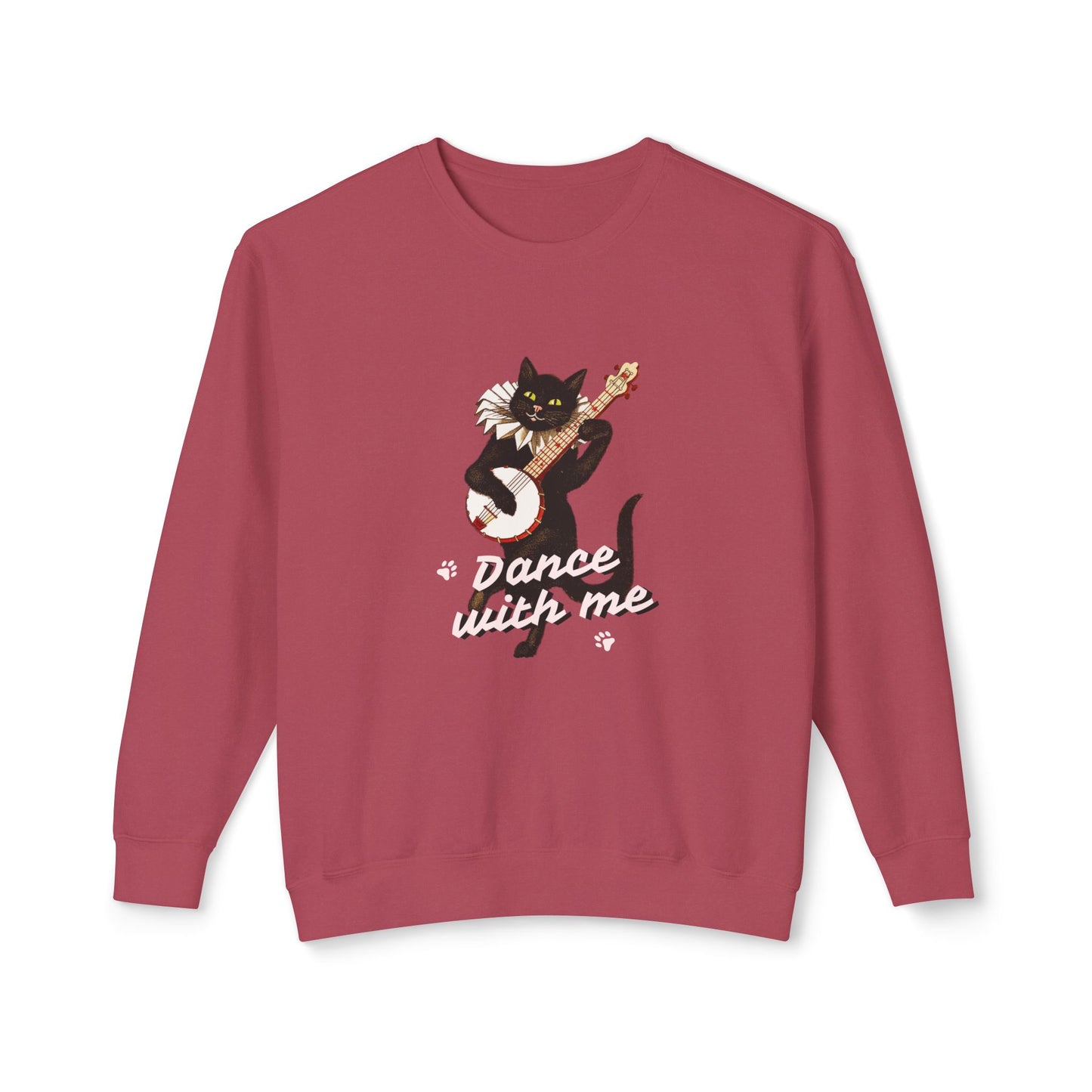 Cat, Playing Music, Dance With Me - Unisex Lightweight Crewneck Sweatshirt - 11271