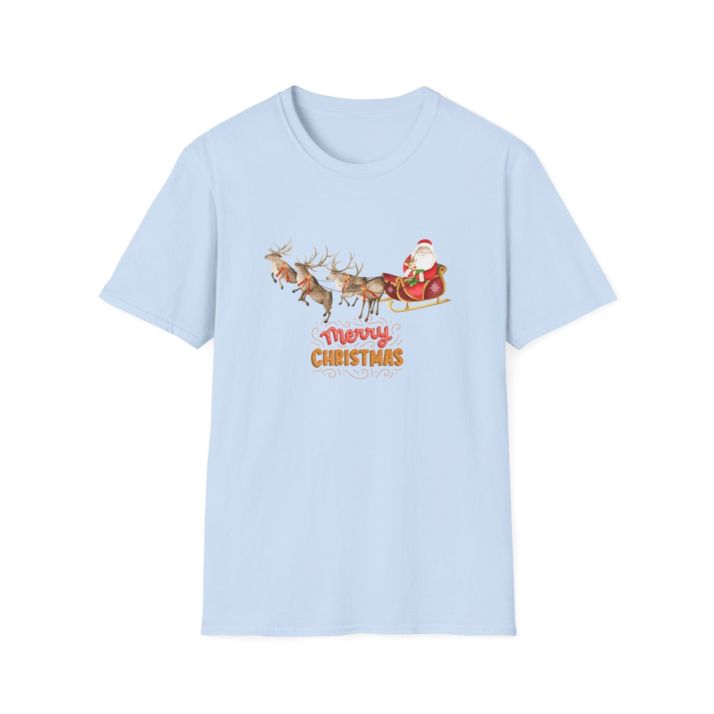 Santa & Reindeers - Unisex Softstyle T-Shirt - 10024