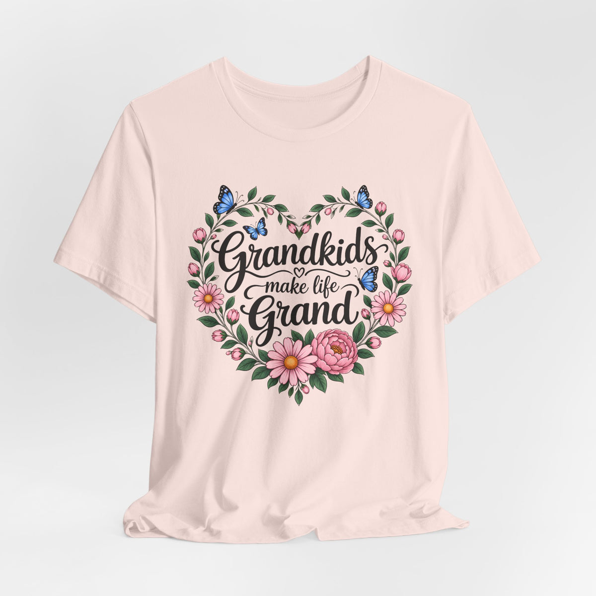 Grandkids Make Life Grand Floral T-Shirt,  Grandma Gift Tee - 14989
