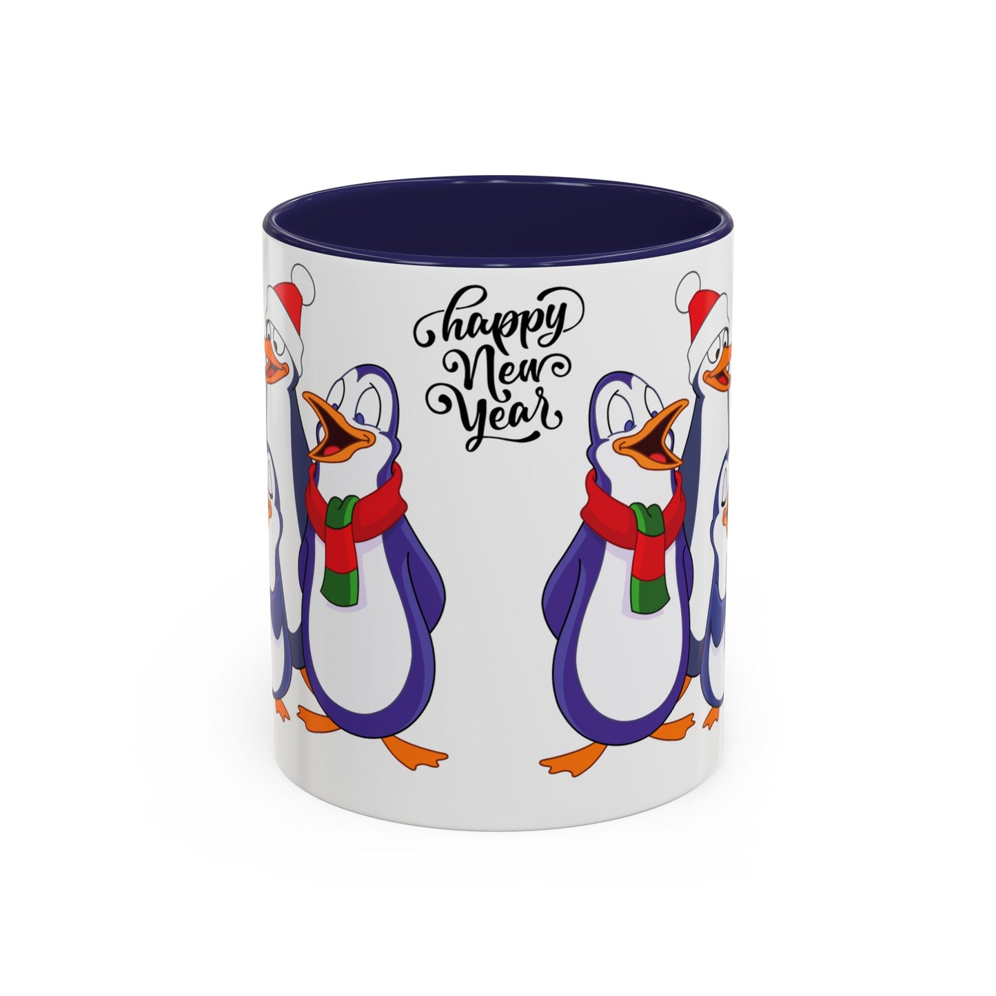 Penguins, Happy New Year - Accent Coffee Mug (11, 15oz) - 10291