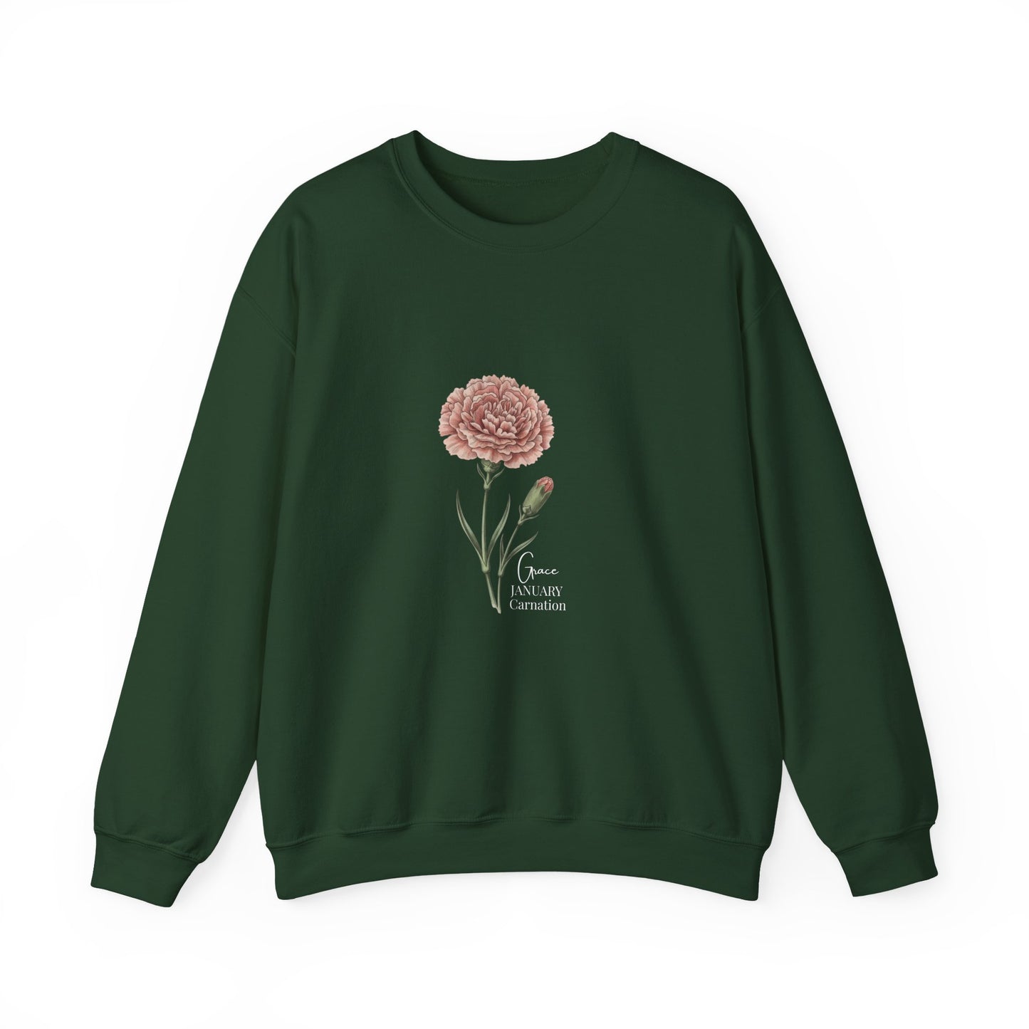 January Carnation Crewneck Sweatshirt — Customizable - 14673