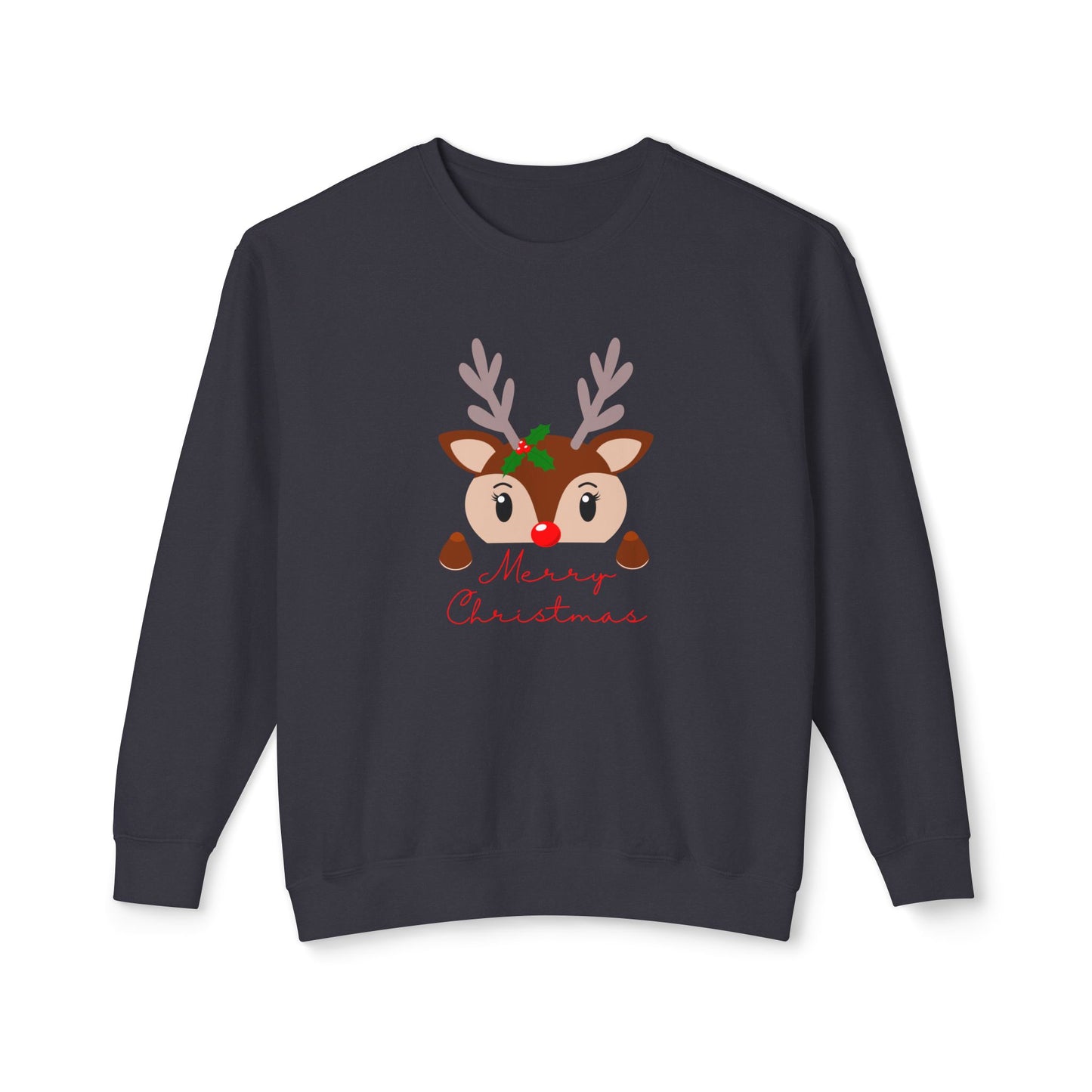 Reindeer, Merry Christmas - Unisex Lightweight Crewneck Sweatshirt - 10491