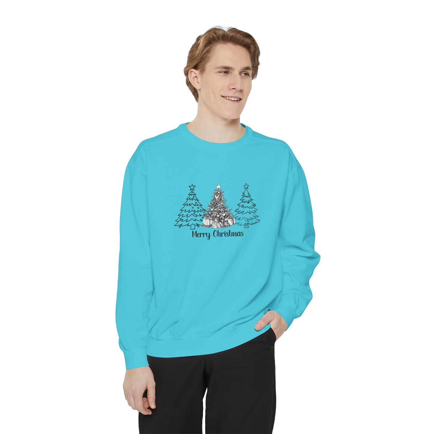 Merry Christmas, Trees - Unisex Garment-Dyed Sweatshirt - 10097