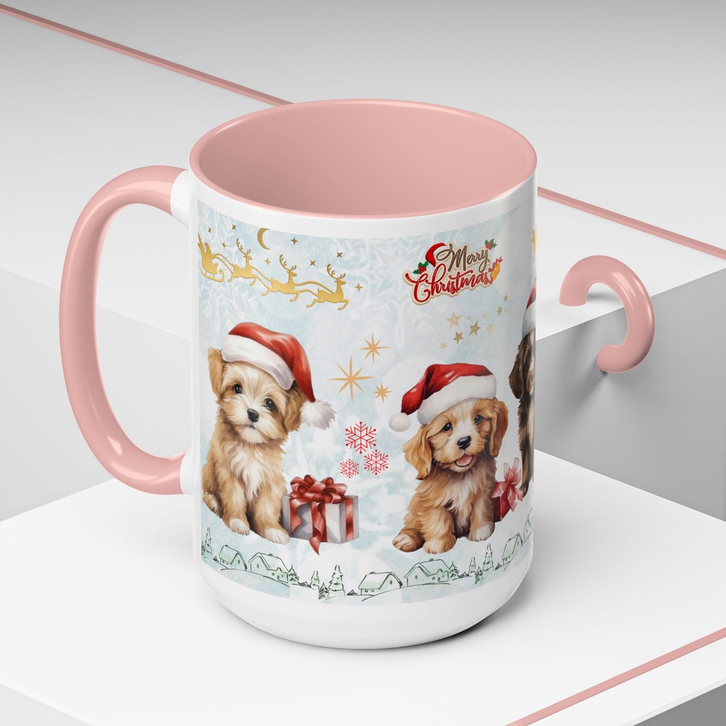 Merry Christmas, Puppies - Accent Coffee Mug (11, 15oz)