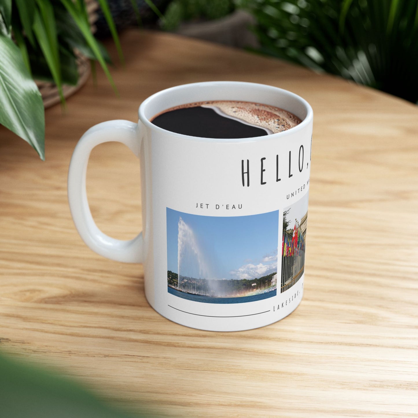 Hello, Geneva! Ceramic Coffee Mug - 11oz & 15oz - Travel Souvenir Gift - 12168