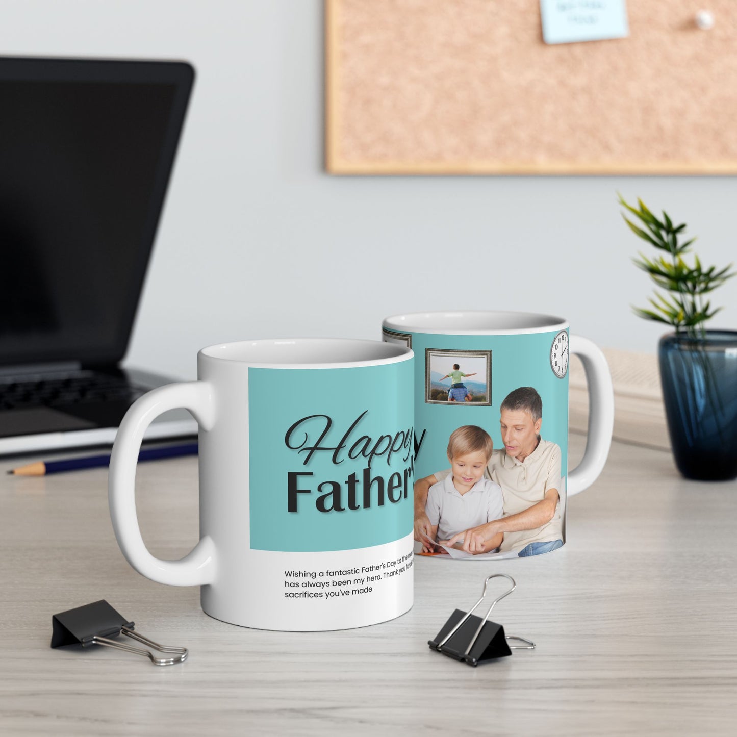 Happy Father's Day Ceramic Mug, Photo Customizable - 11oz and 15oz - 12902