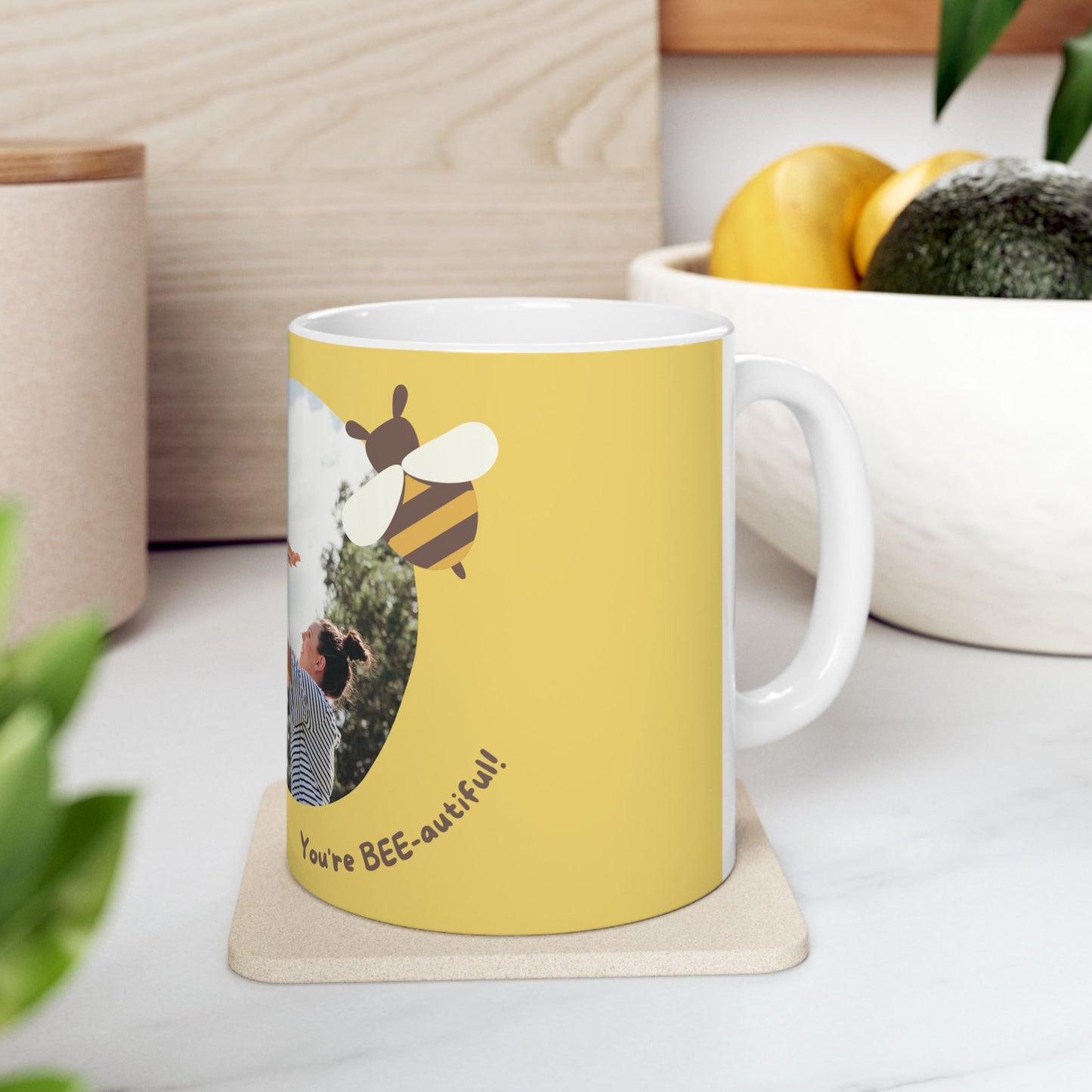 Mom, You're Bee-autiful, Photo Customizable, Ceramic Mug - Perfect Gift for Mother's Day - 11818