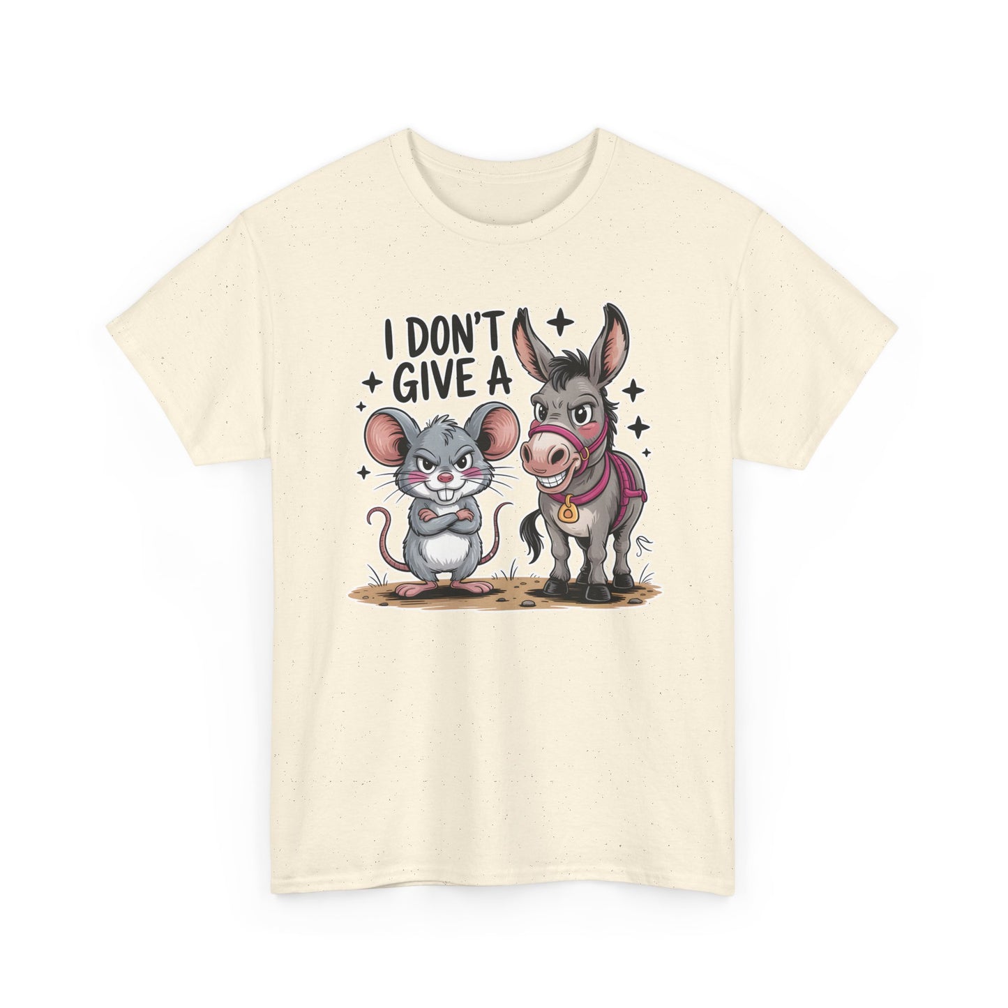 Funny Animal T-Shirt – “I Don’t Give a…” Mouse & Donkey Sarcastic Humor Tee Gift - 14856