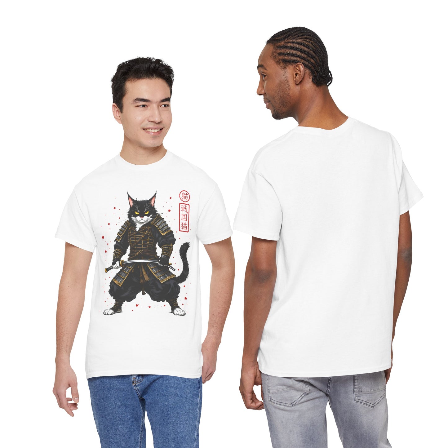 Samurai Cat T-Shirt – Japanese Warrior Cat Graphic Tee, Anime Samurai Cat Shirt, Japanese Streetwear Gift - 14913