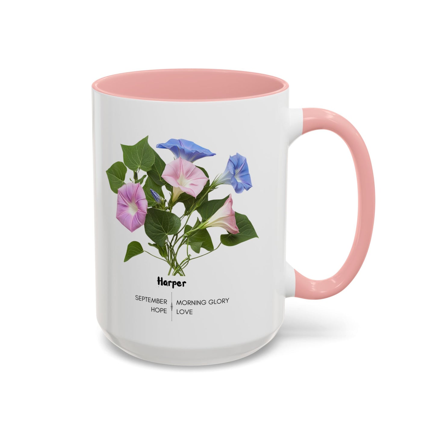 Happy Birthday: September Born, Morning Glory Flower, Customizable - Accent Coffee Mug (11, 15oz)