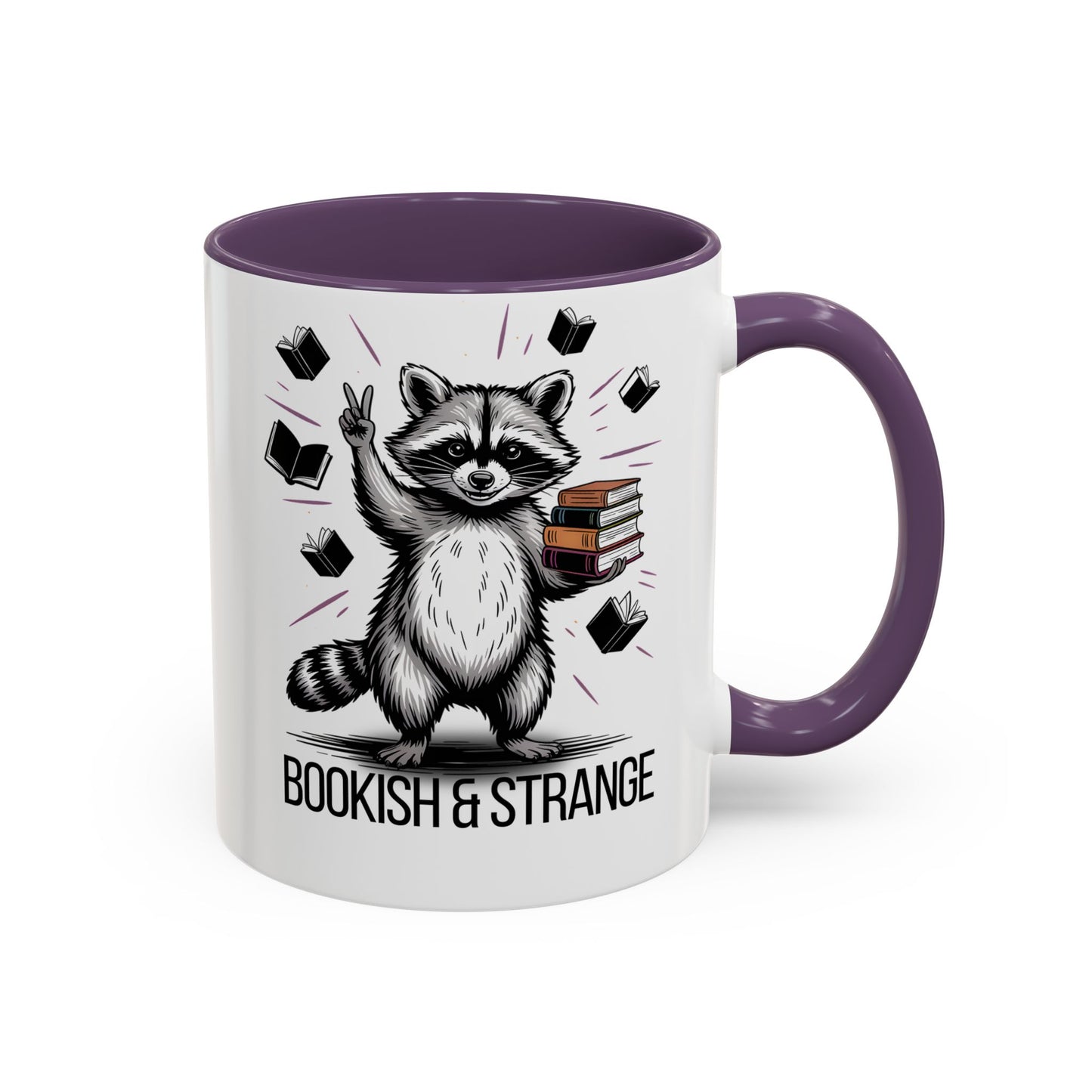 Bookish & Strange Raccoon Mug – Cute Reading Coffee Mug Gift for Book Lovers (11oz / 15oz) - 14803