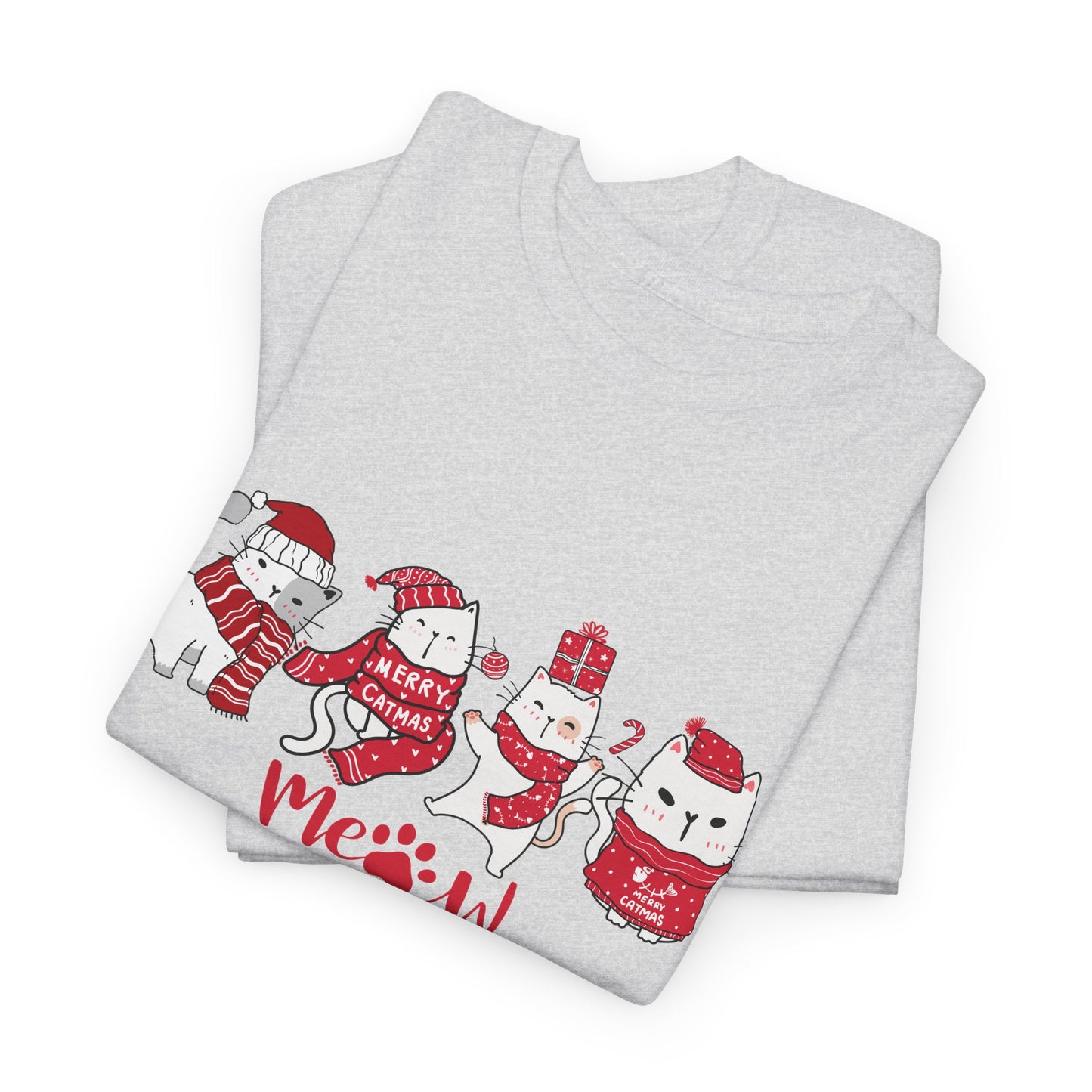 Cats, Merry Christmas - Unisex Heavy Cotton Tee - 10075