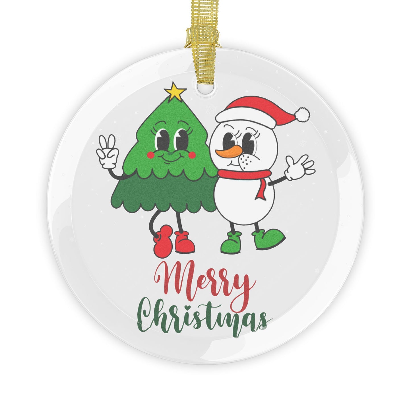 Christmas Tree & Snowman - Glass Ornaments - 10422