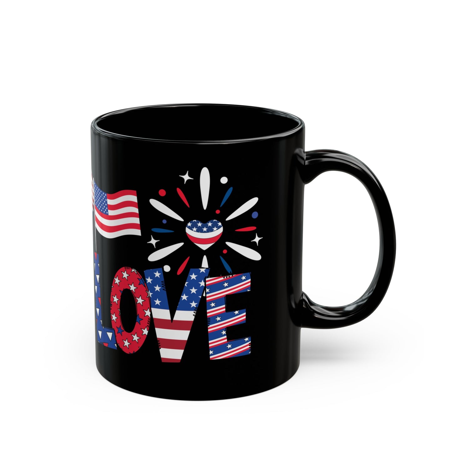 July 4, Patriotic Eagle - Black Mug (11oz, 15oz)