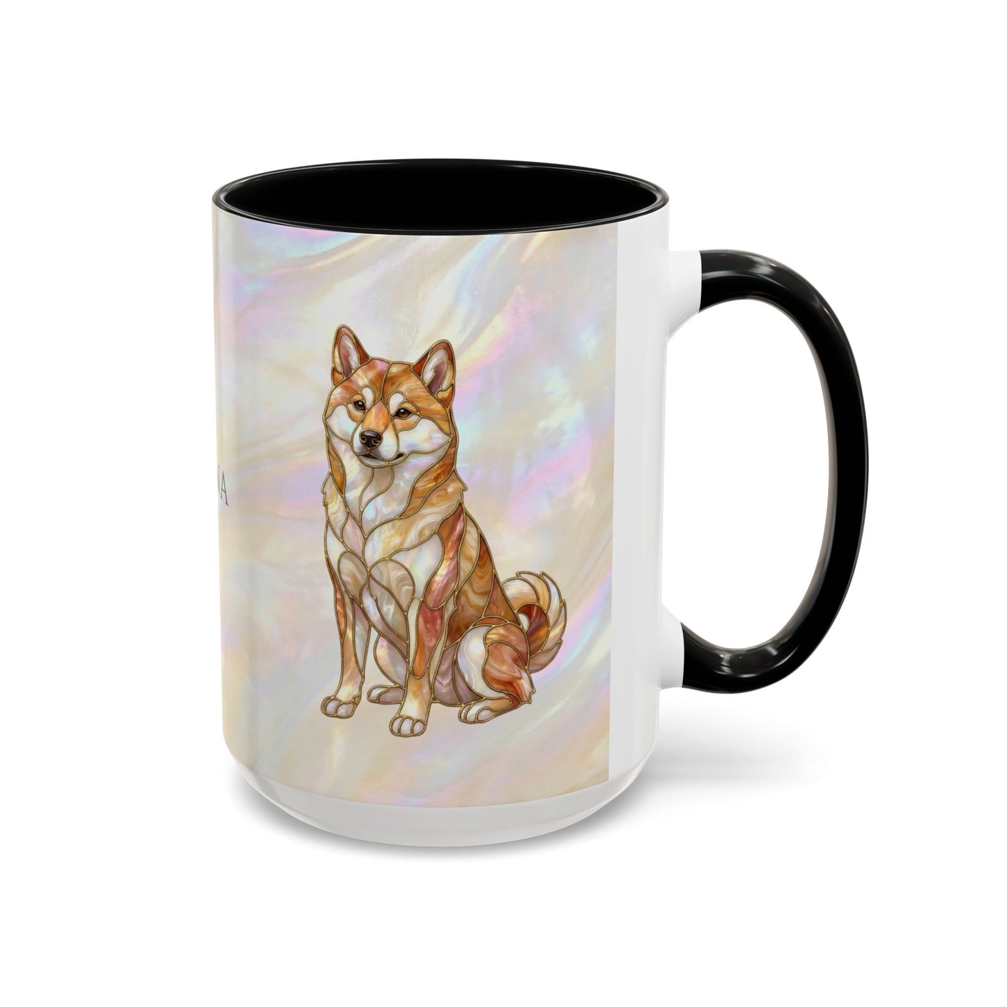 Shiba Inu Accent Coffee Mug – Stained Glass Design 11/15oz - 14646