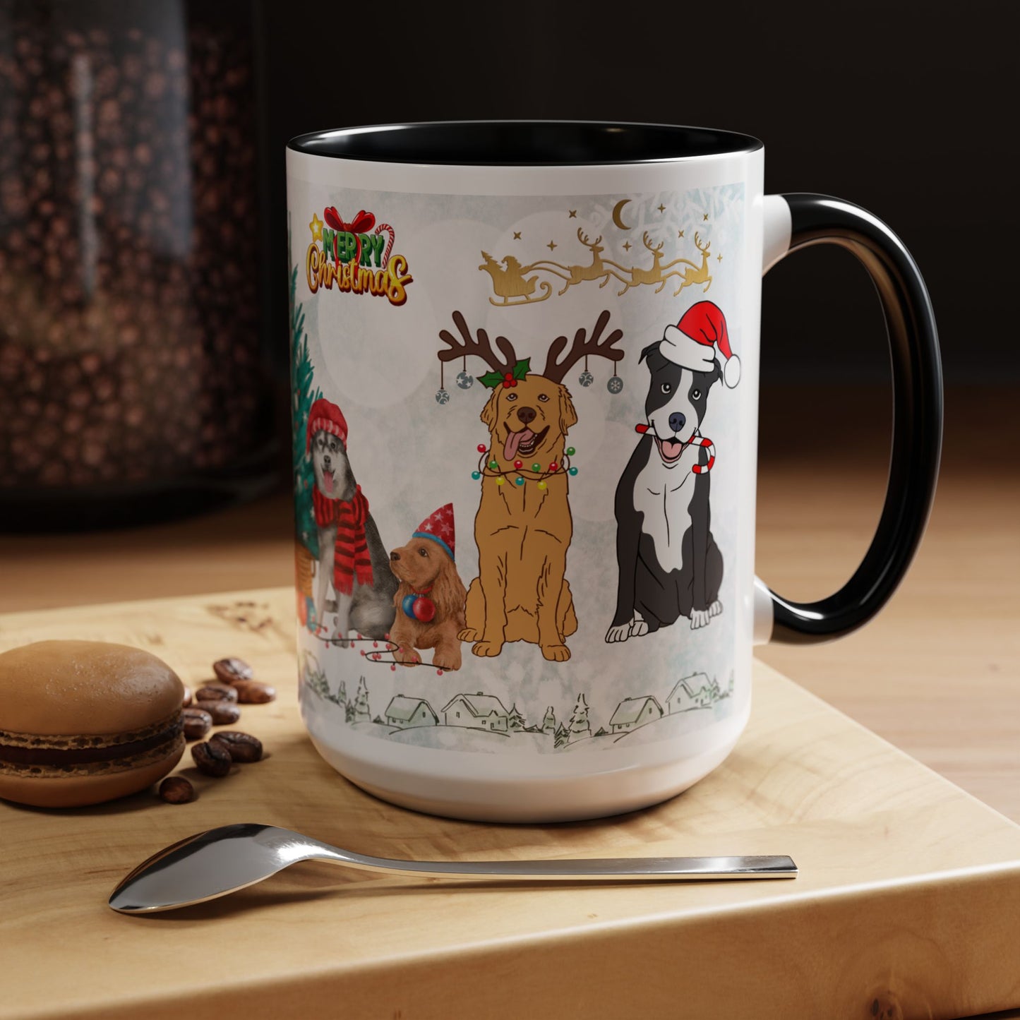 Merry Christmas Dogs - Accent Coffee Mug (11, 15oz)