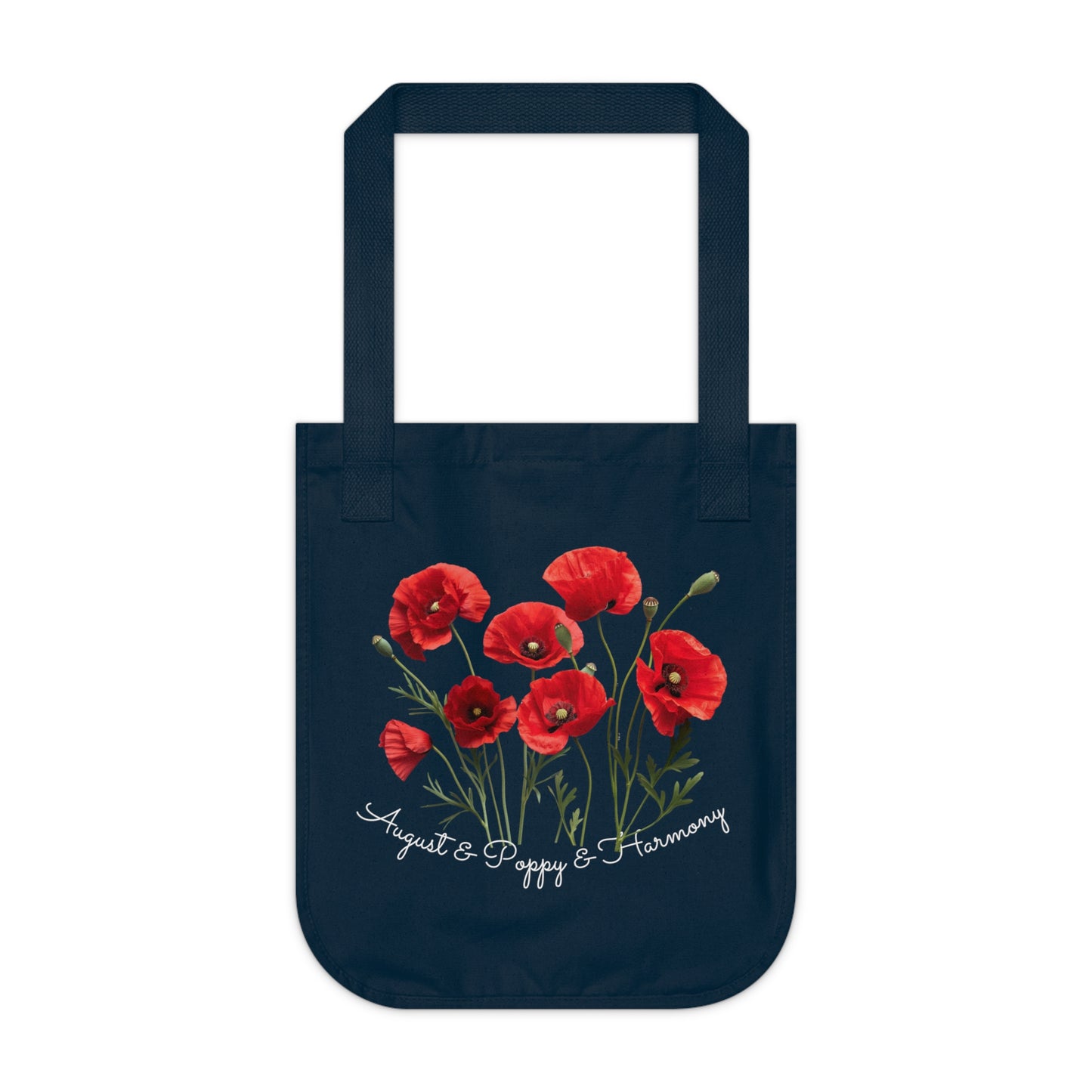 Happy Birthday August, Poppy - Customized Organic Canvas Tote Bag