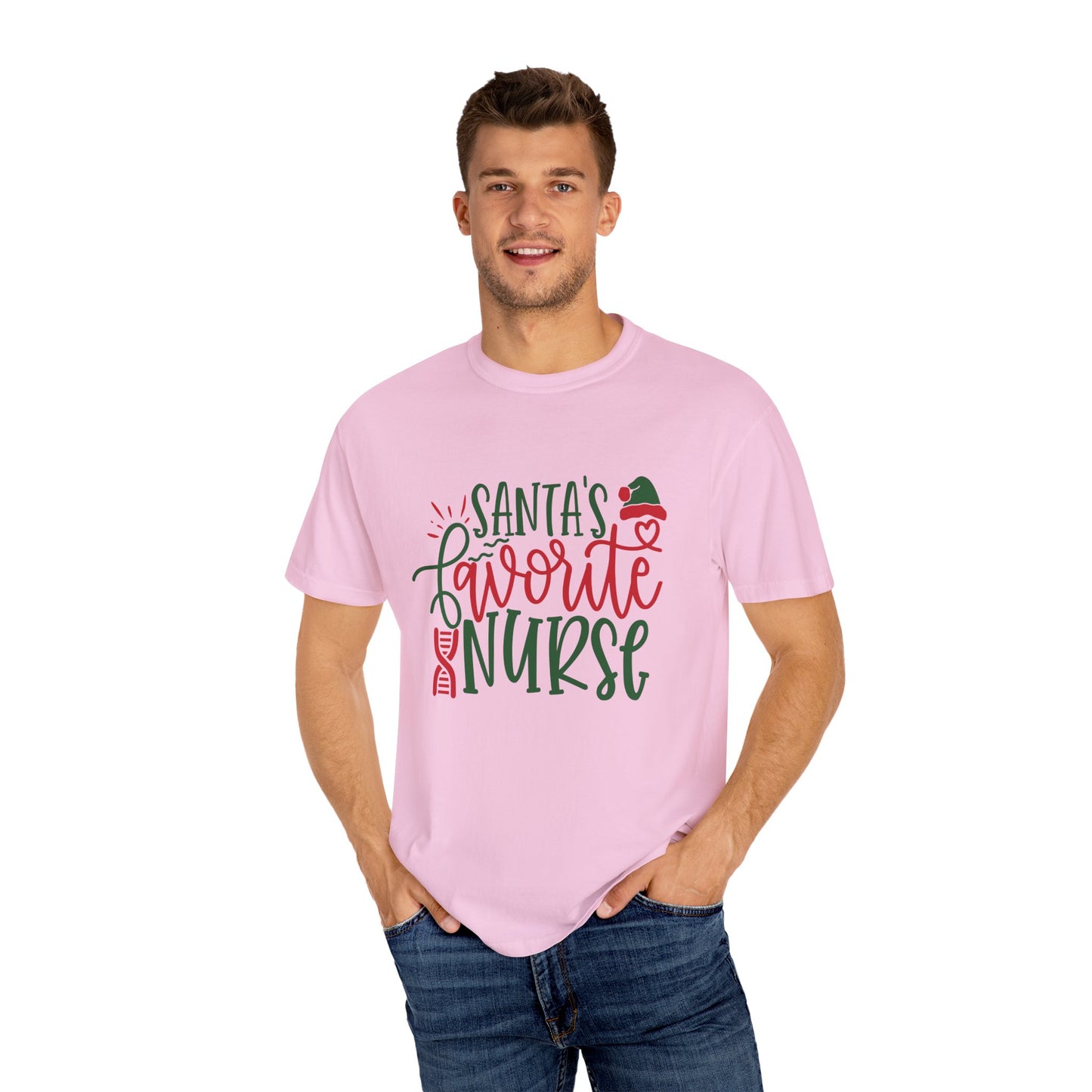 Santa's Favorite Nurse - Unisex Garment-Dyed T-shirt - 10352