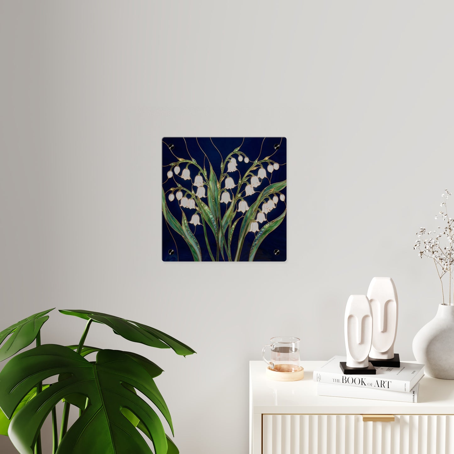 Lily of the Valley Acrylic Wall Art Panel — Botanical Floral Home Decor - 14603