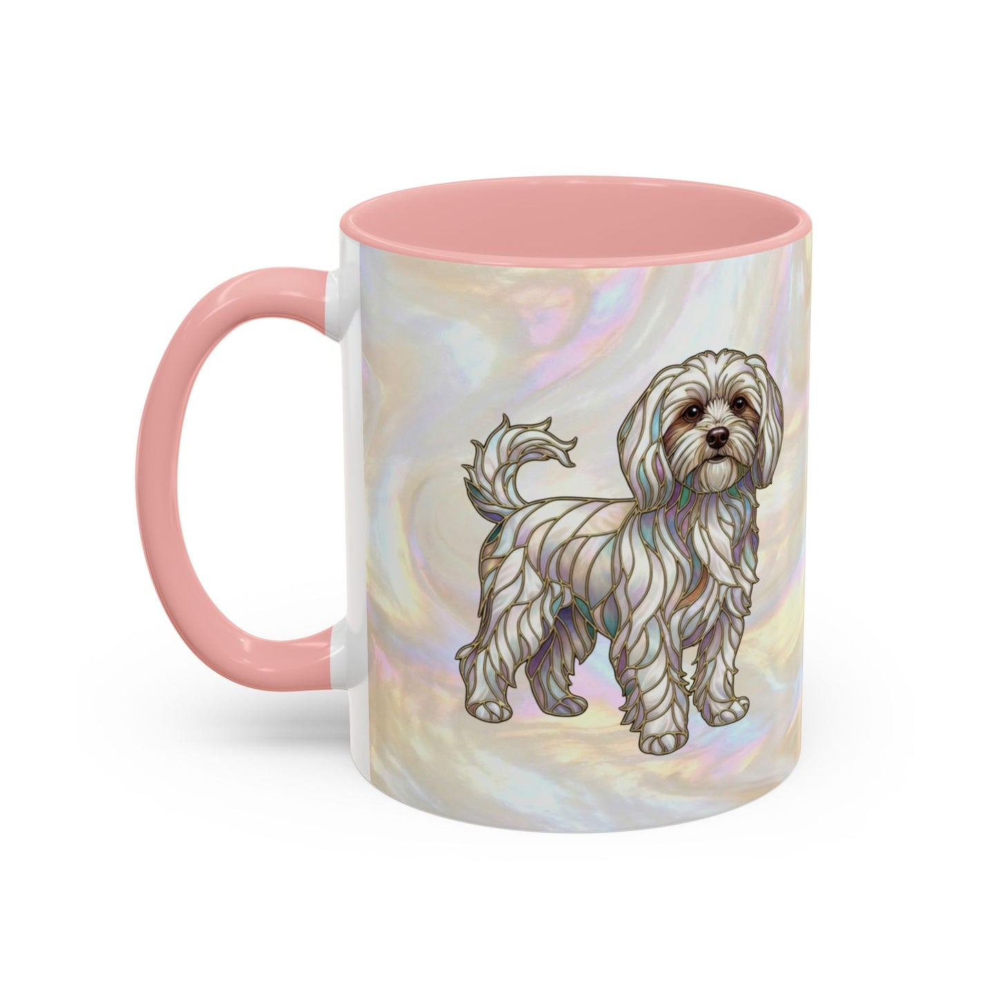 Maltese Dog Accent Coffee Mug – Stained Glass Design 11/15oz - 14642