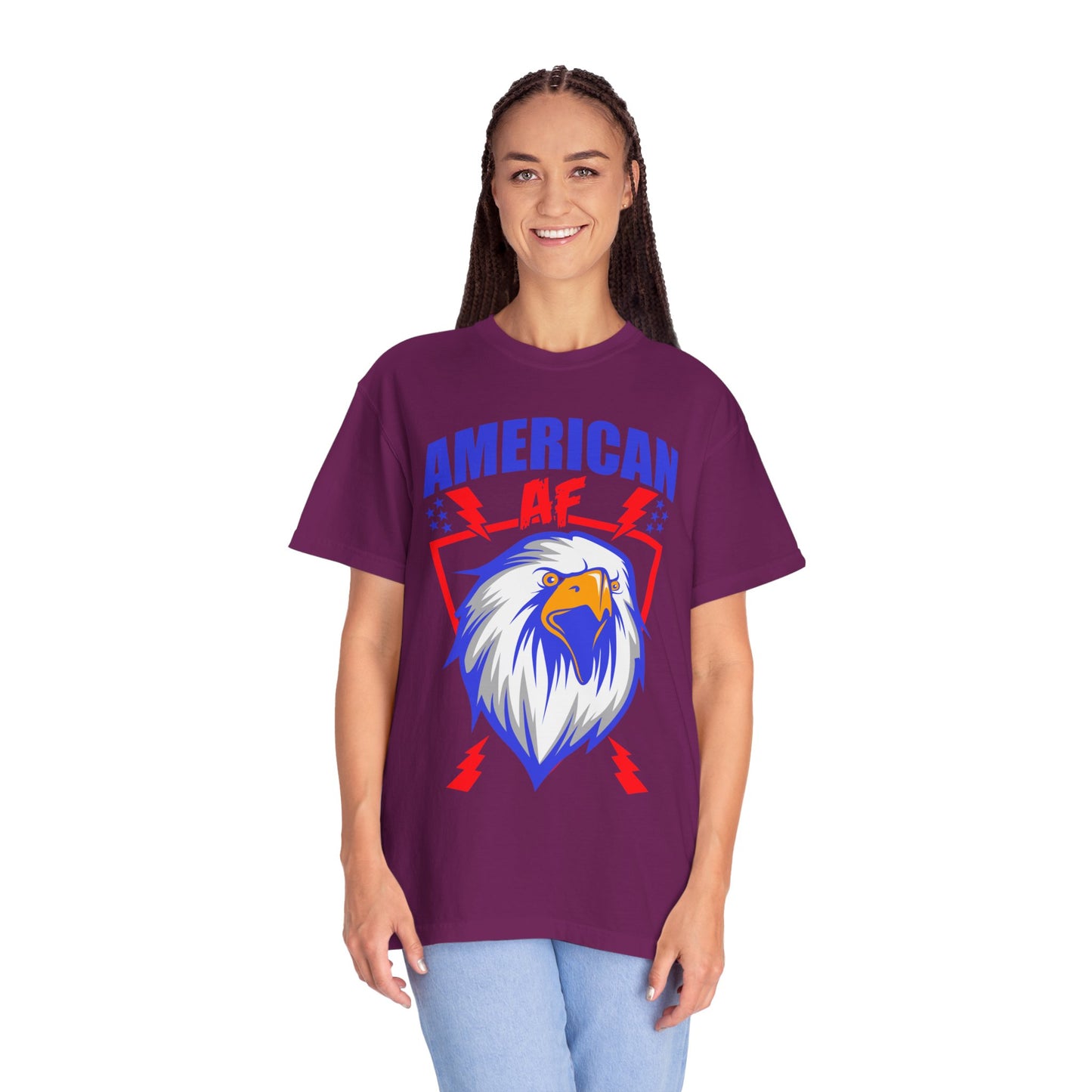 Patriotic Eagle T-Shirt, American AF Graphic Tee, Unisex Tee, 4th of July Shirt, Casual Wear, Gift for Patriots, Summer Style - 13731
