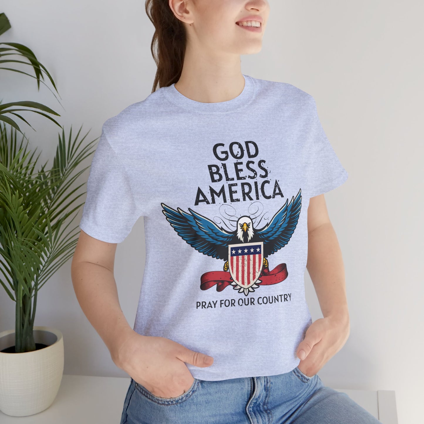 God Bless America Unisex Tee | Patriotic Shirt, American Eagle Design, Casual Wear, Independence Day, Gifts for Veterans - 13786