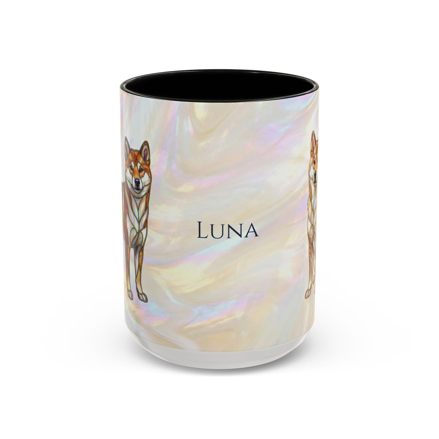 Shiba Inu Accent Coffee Mug – Stained Glass Design 11/15oz - 14646