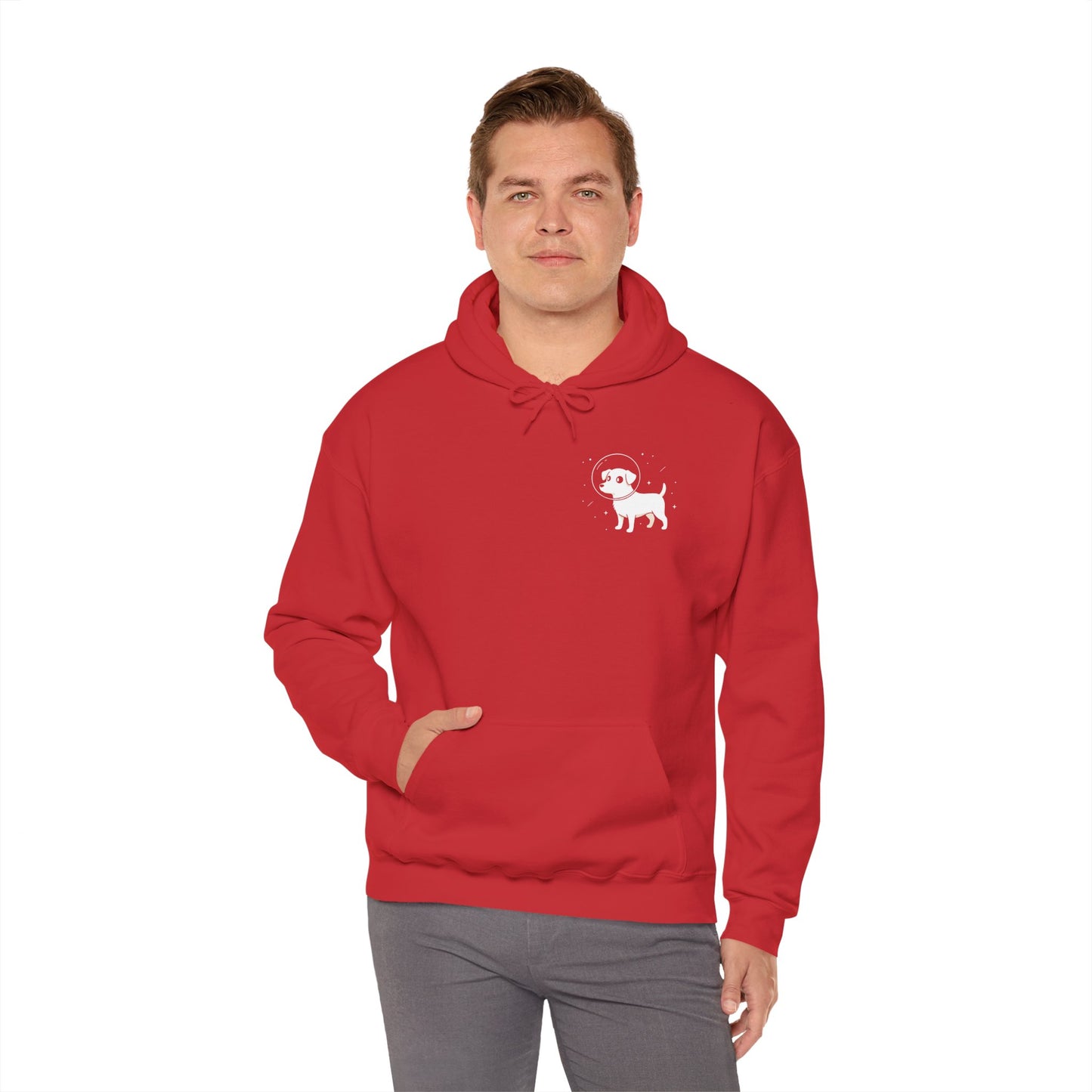 Dog in Space Hoodie – Space Puppy Graphic Hooded Sweatshirt, Unisex Heavy Blend™ - 14679